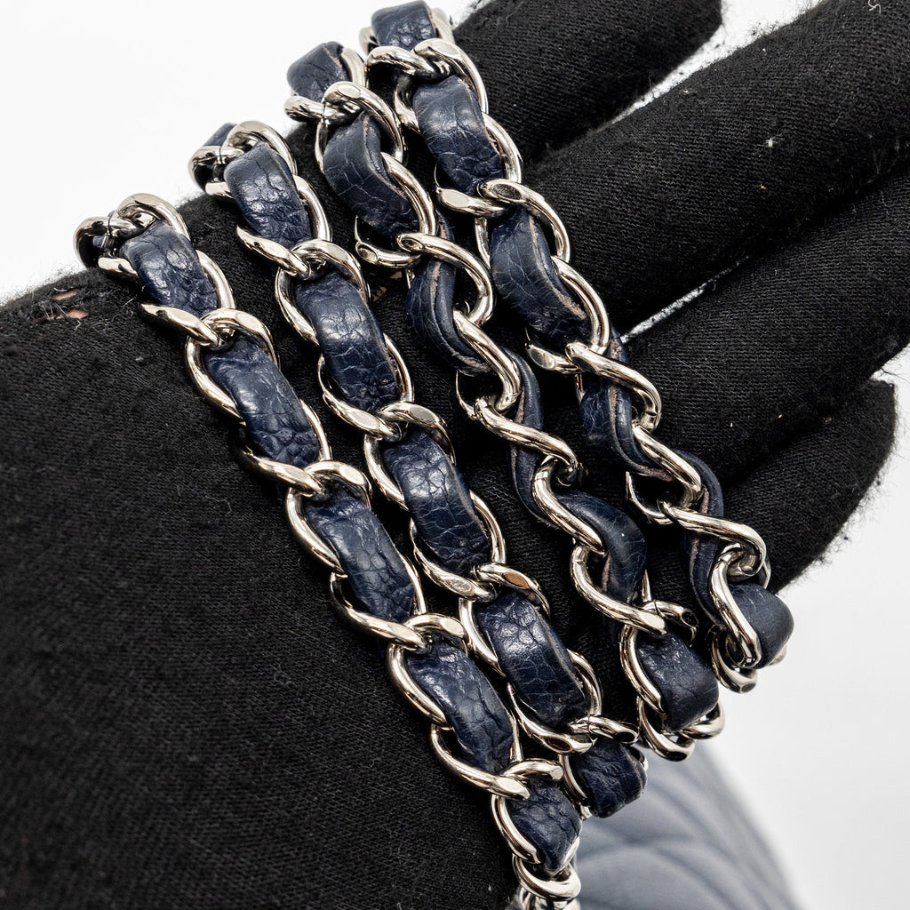 CHANEL CLASSIC MINI RECTANGULAR FLAP BAG CAVIAR NAVY SHW