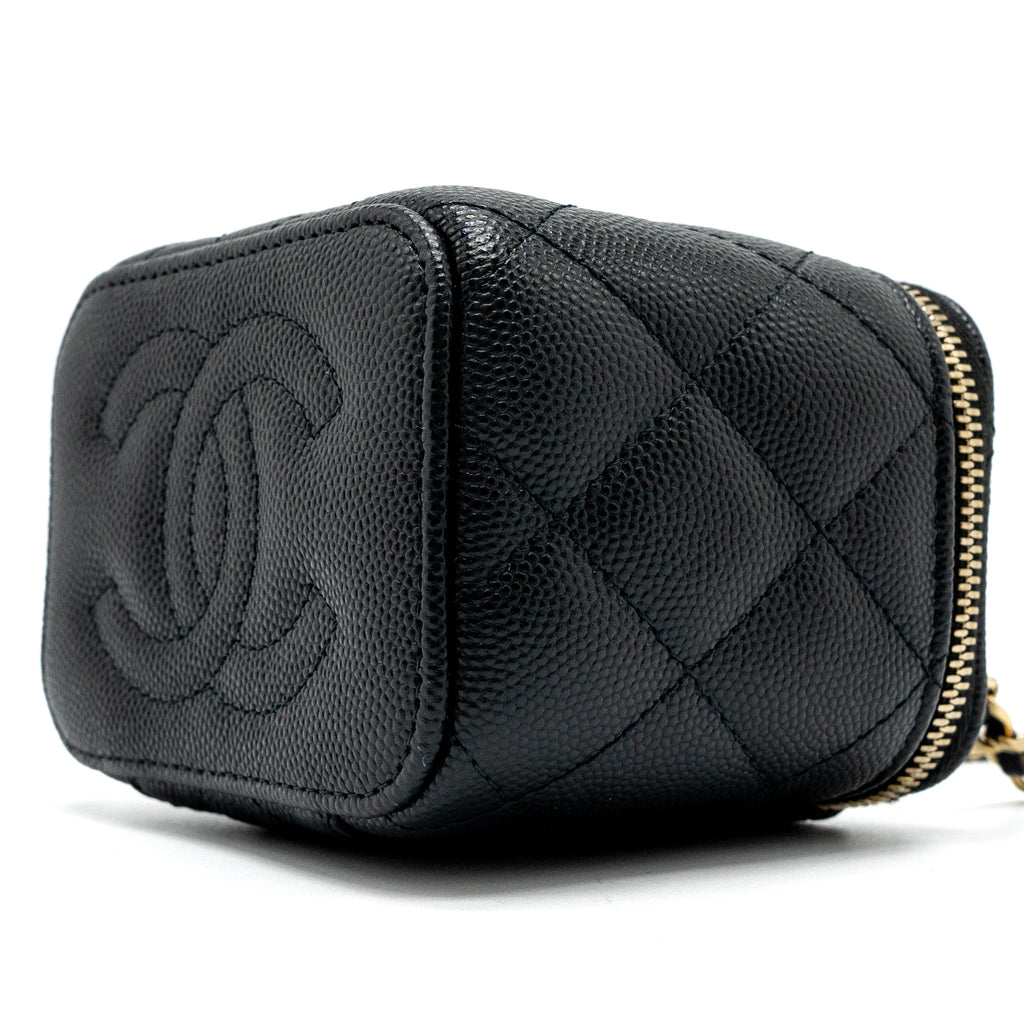CHANEL MINI VANITY WITH CHAIN CAVIAR BLACK LGHW (MICROCHIP)