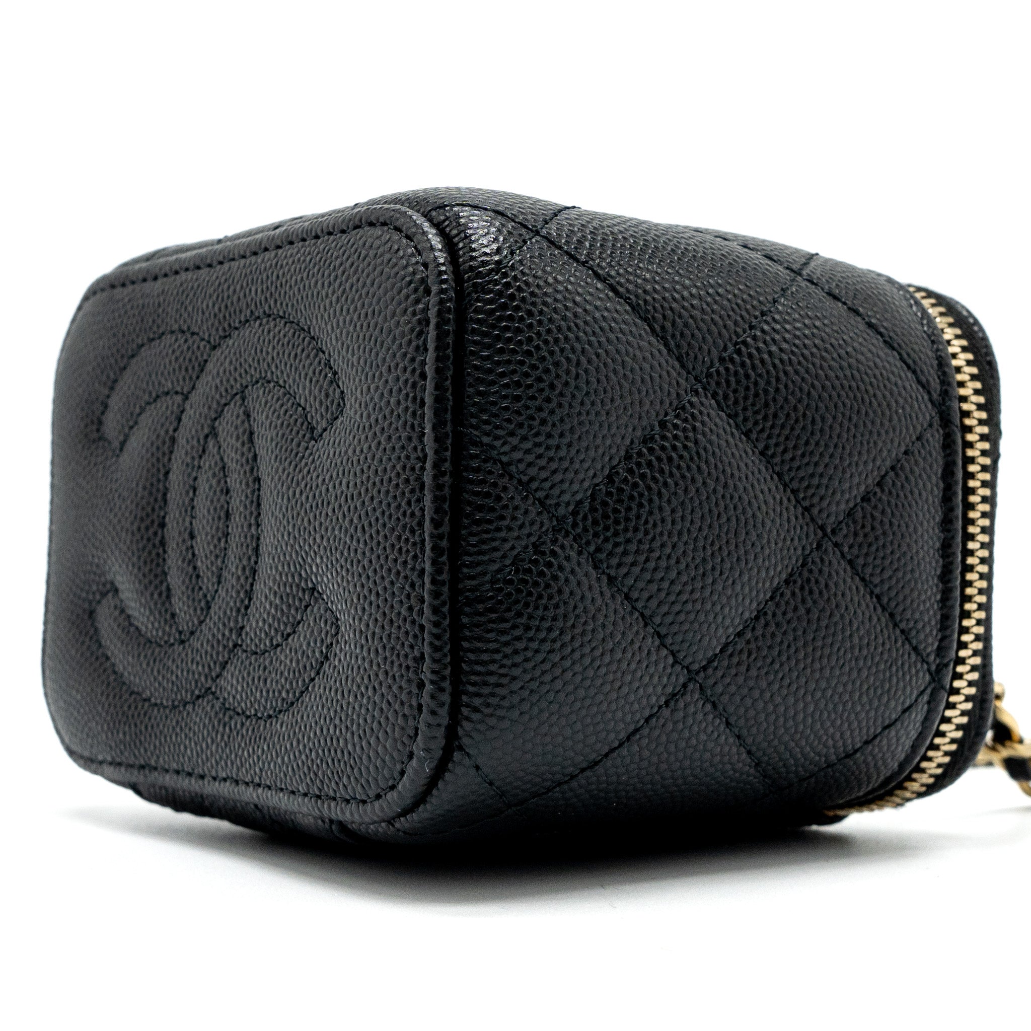 CHANEL MINI VANITY WITH CHAIN CAVIAR BLACK LGHW (MICROCHIP)