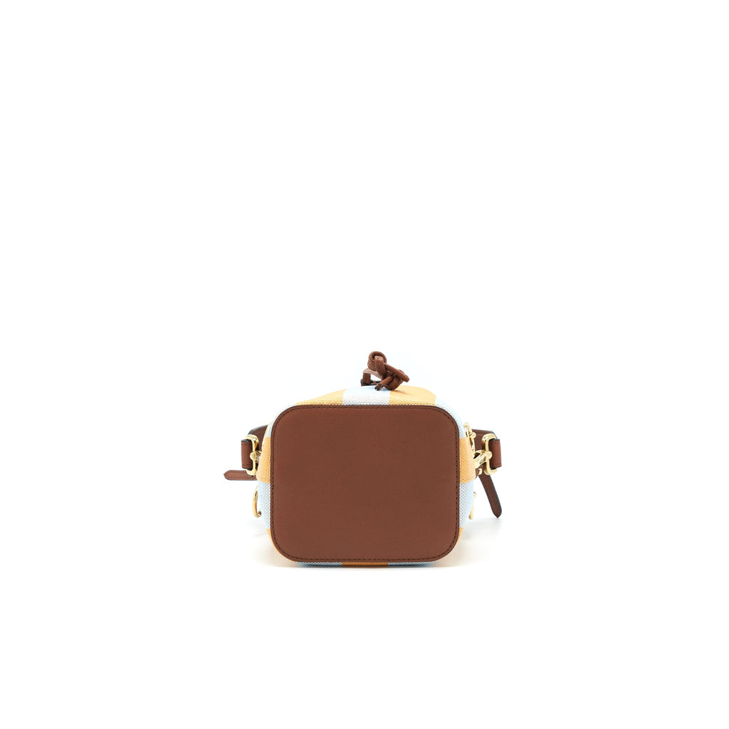 FENDI MINI MON TRESOR BUCKET BAG YELLOW AND LIGHT BLUE