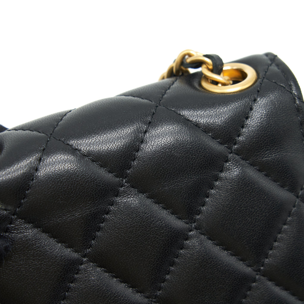 CHANEL PEARL CRUSH PHONE CASE WITH CHAIN LAMBSKIN BLACK GHW