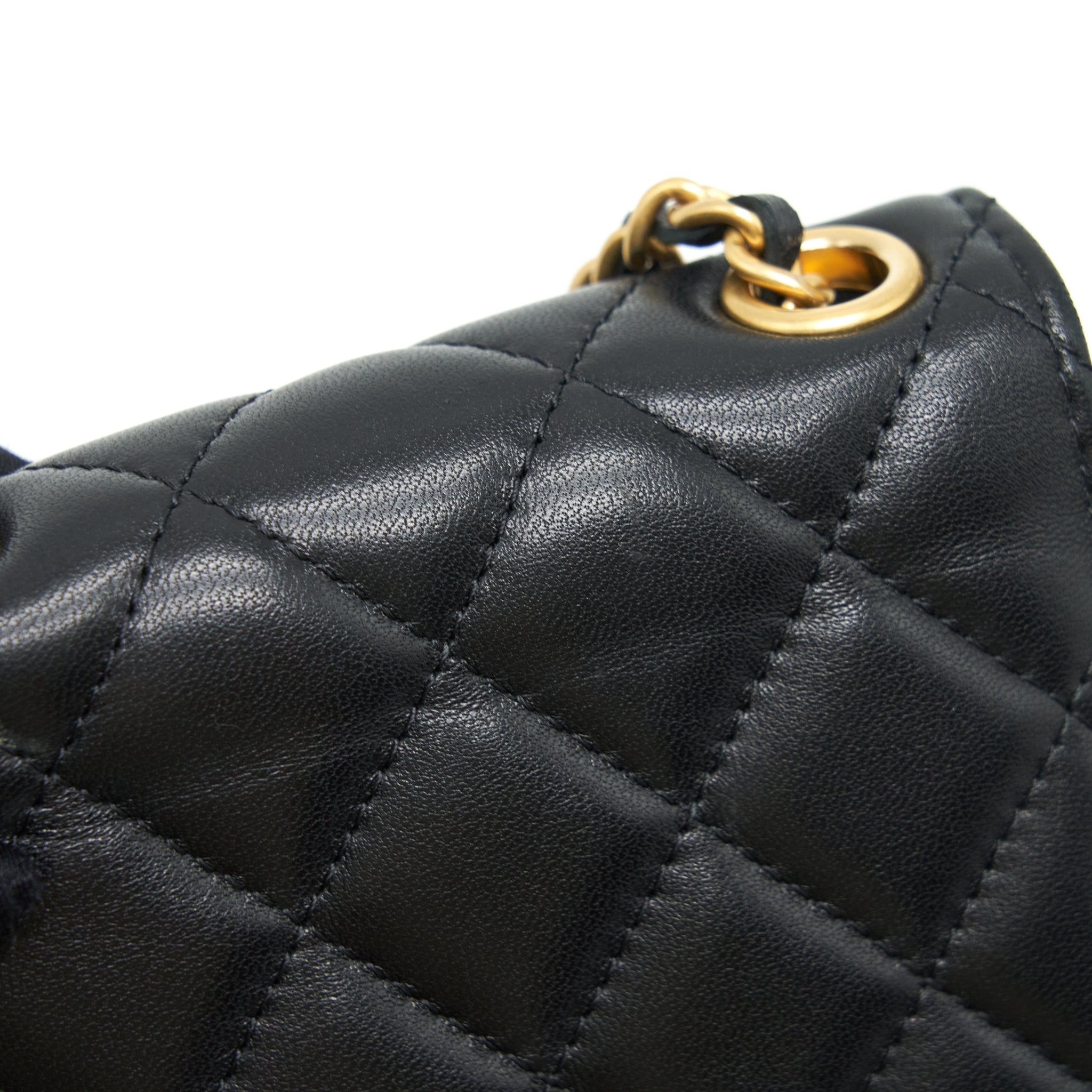 CHANEL PEARL CRUSH PHONE CASE WITH CHAIN LAMBSKIN BLACK GHW
