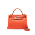 HERMES KELLY 32 ORANGE POPPY CLEMANCE LEATHER SHW