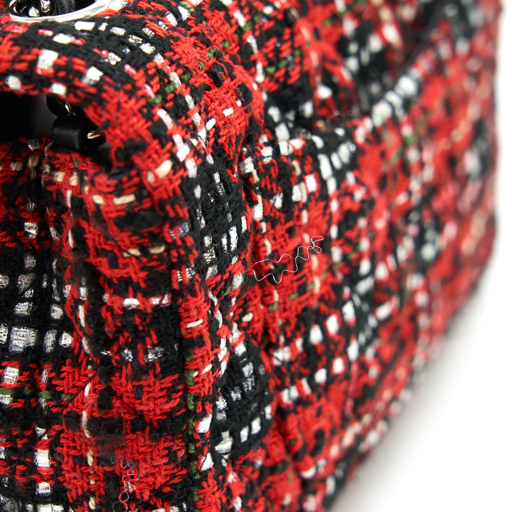 CHANEL SMALL RECTANGULAR RED BLACK TWEED IN SHW