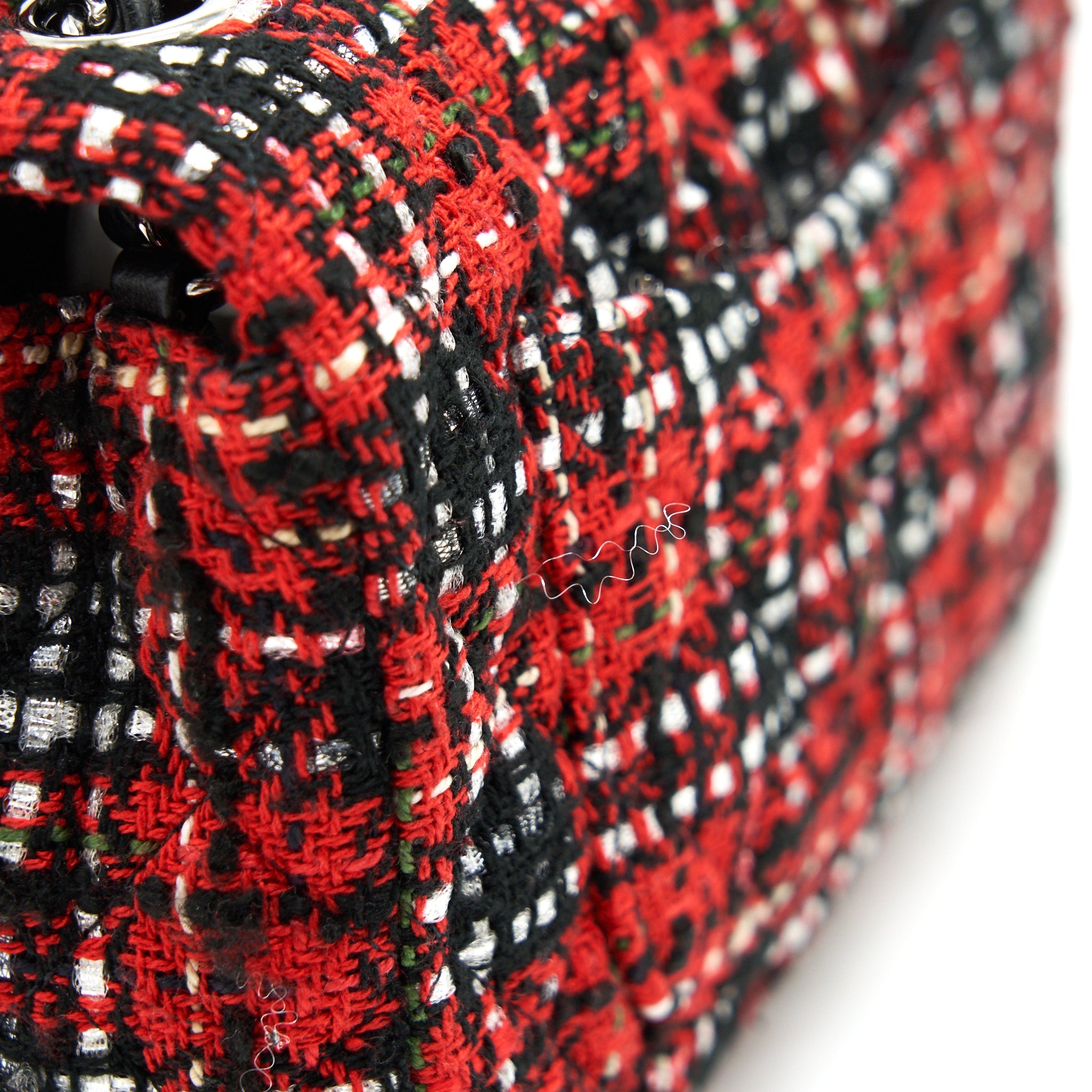 CHANEL SMALL RECTANGULAR RED BLACK TWEED IN SHW