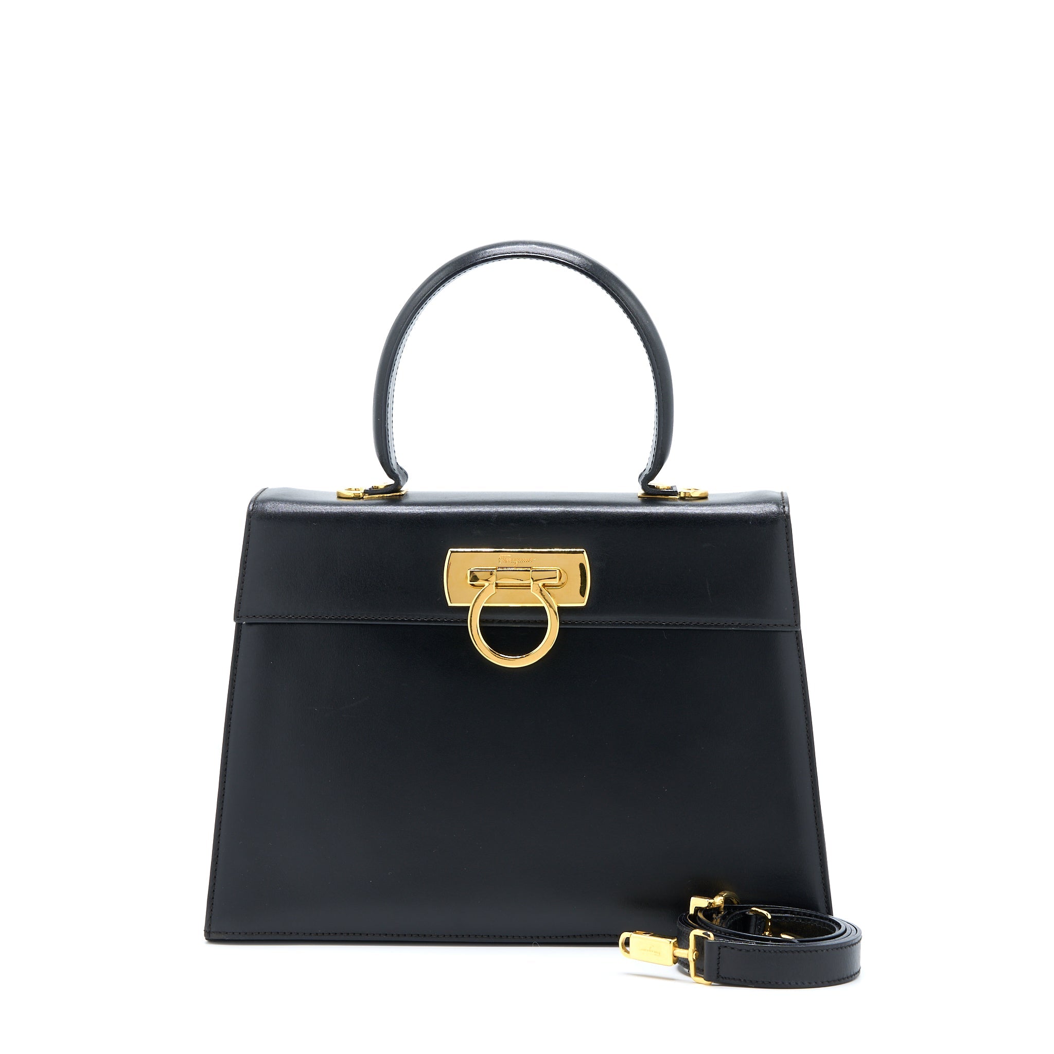 FERRAGAMO VINTAGE GANCINC BAG BLACK GHW
