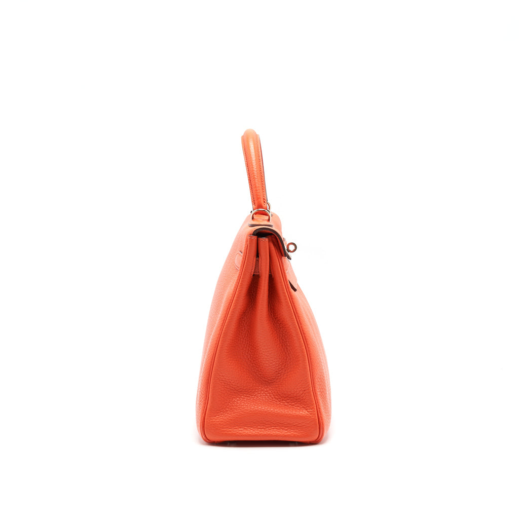 HERMES KELLY 32 ORANGE POPPY CLEMANCE LEATHER SHW