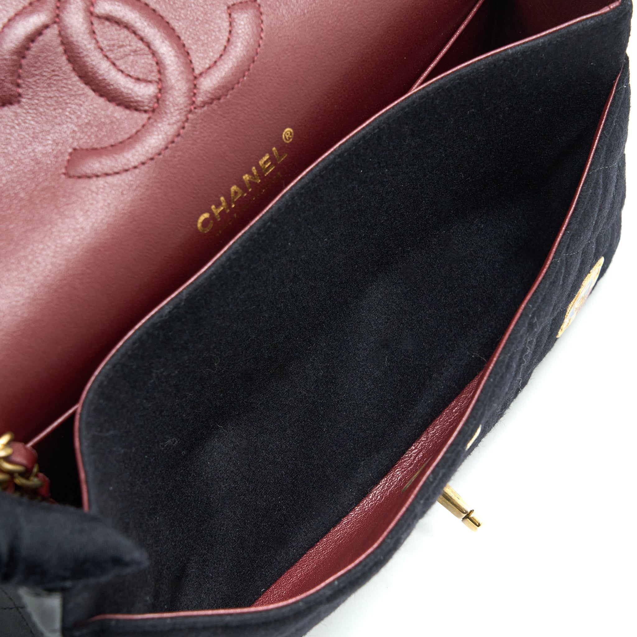 CHANEL MEDIUM CLASSIC DOUBLE FLAP BAG 2018 METIERS D’ART PARIS-HAMBURG COLLECTION WOOL GHW