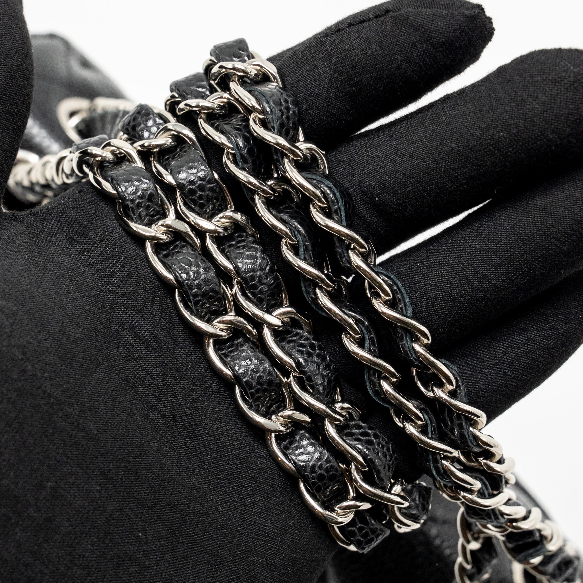 CHANEL SMALL CLASSIC DOUBLE FLAP BAG CAVIAR BLACK SHW