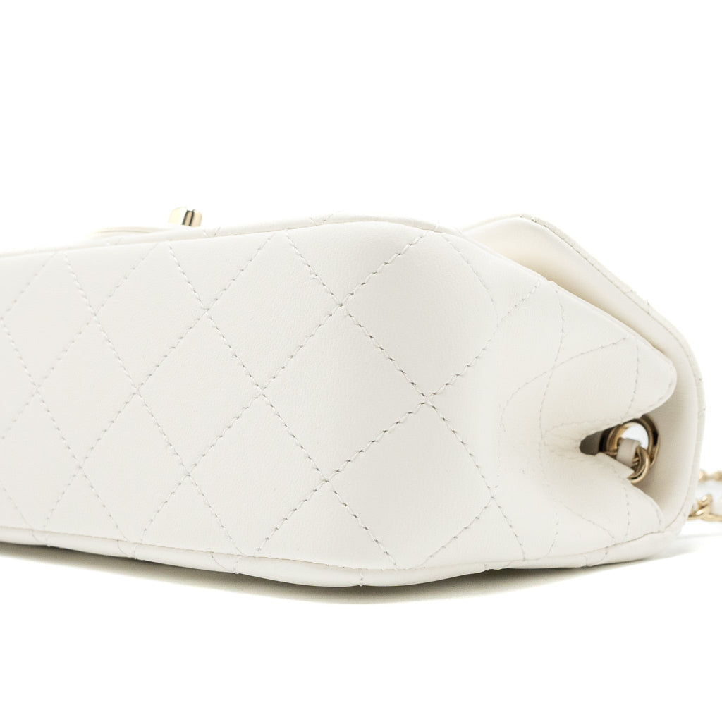 CHANEL 23C PEARL CRUSH MINI RECTANGULAR FLAP BAG LAMBSKIN WHITE LGHW (MICROCHIP)