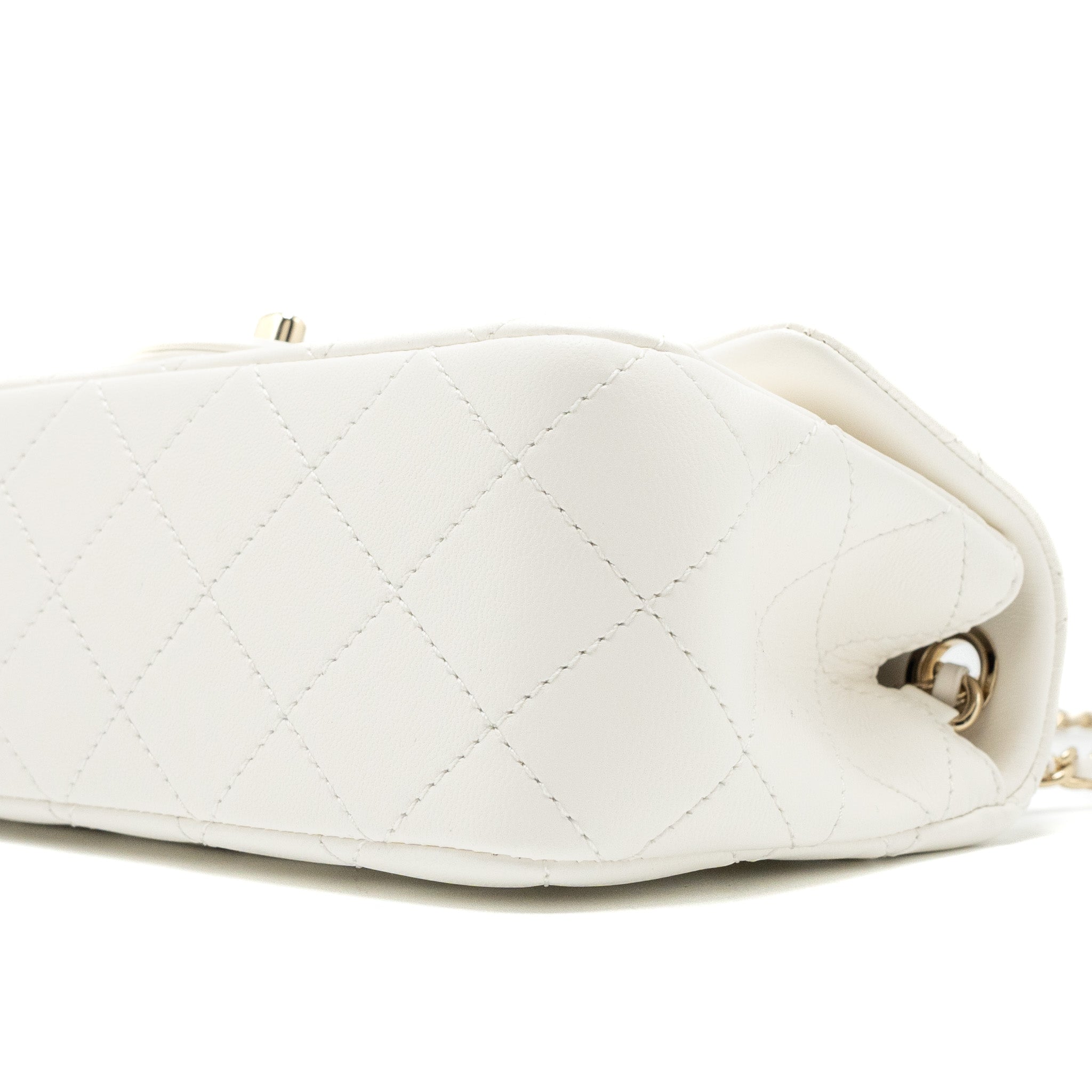 CHANEL 23C PEARL CRUSH MINI RECTANGULAR FLAP BAG LAMBSKIN WHITE LGHW (MICROCHIP)