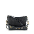 CHANEL GABRIELLE HOBO BAG WITH HANDLE NEW MEDIUM CALFSKIN BLACK WITH GOLD/SLIVER HARDWARE