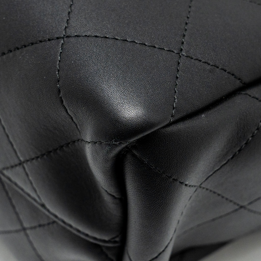 CHANEL HAMPTON TOTE BAG LAMBSKIN BLACK SHW
