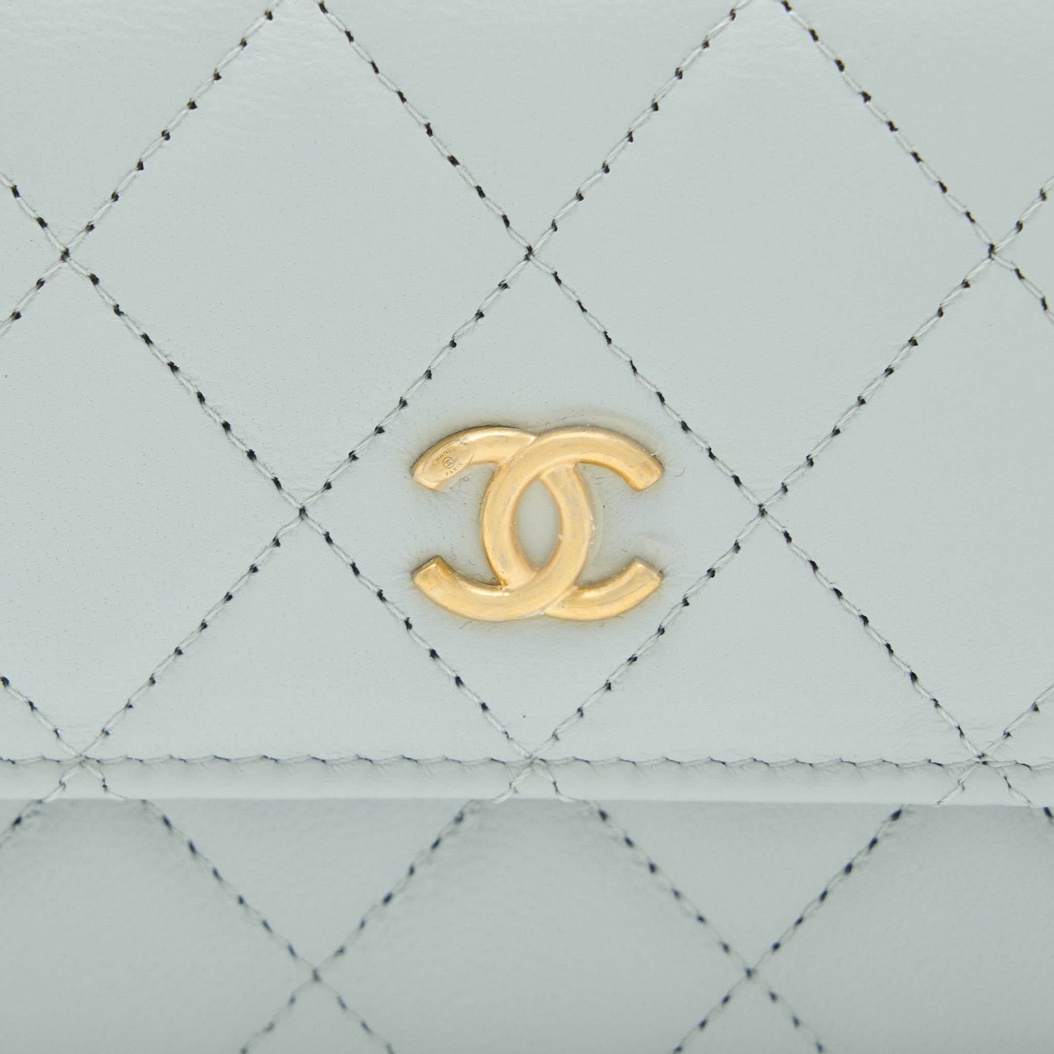 CHANEL 23C PEARL CRUSH MINI FLAP BAG LAMBSKIN LIGHT GREY BRUSHED GHW (MICROCHIP)