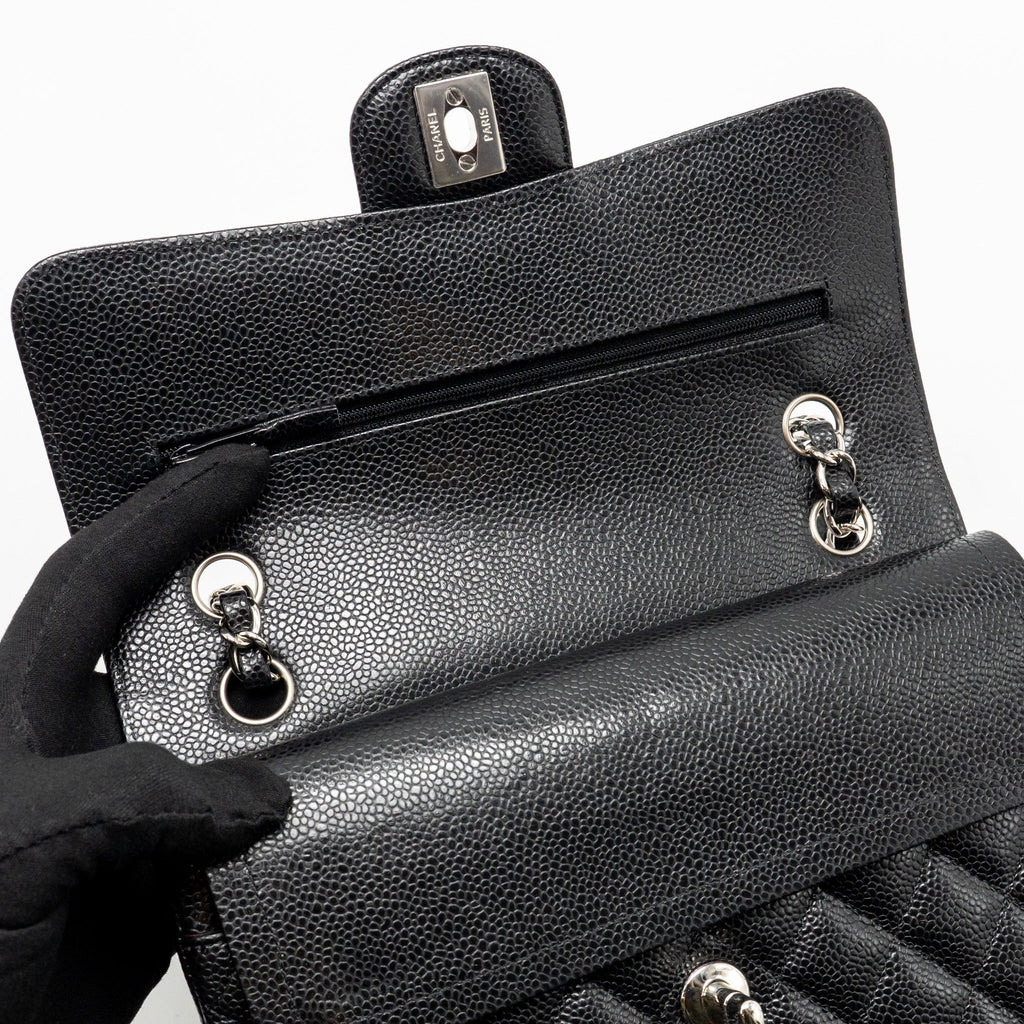 CHANEL SMALL CLASSIC DOUBLE FLAP BAG CAVIAR BLACK SHW