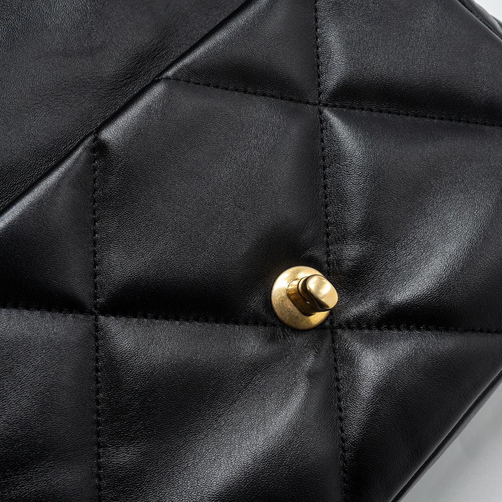 CHANEL SMALL 19 BAG LAMBSKIN BLACK MULTICOLOR HARDWARE (MICROCHIP)