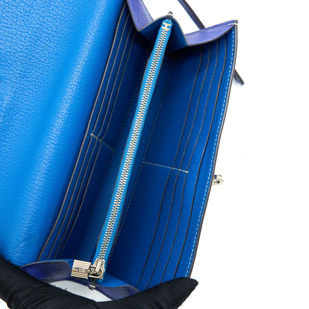 HERMES KELLY LONG WALLET EPSOM BLUE SHW
