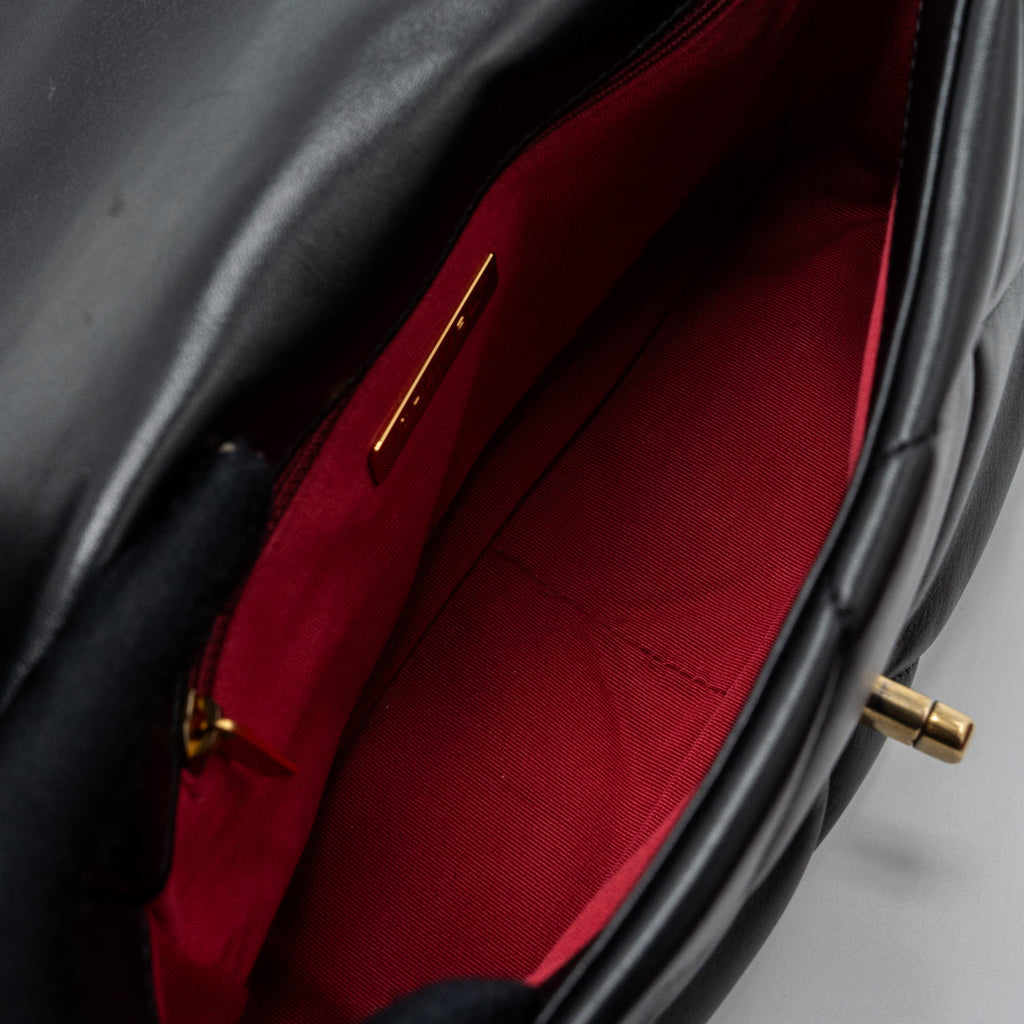 CHANEL SMALL 19 BAG LAMBSKIN BLACK MULTICOLOR HARDWARE (MICROCHIP)