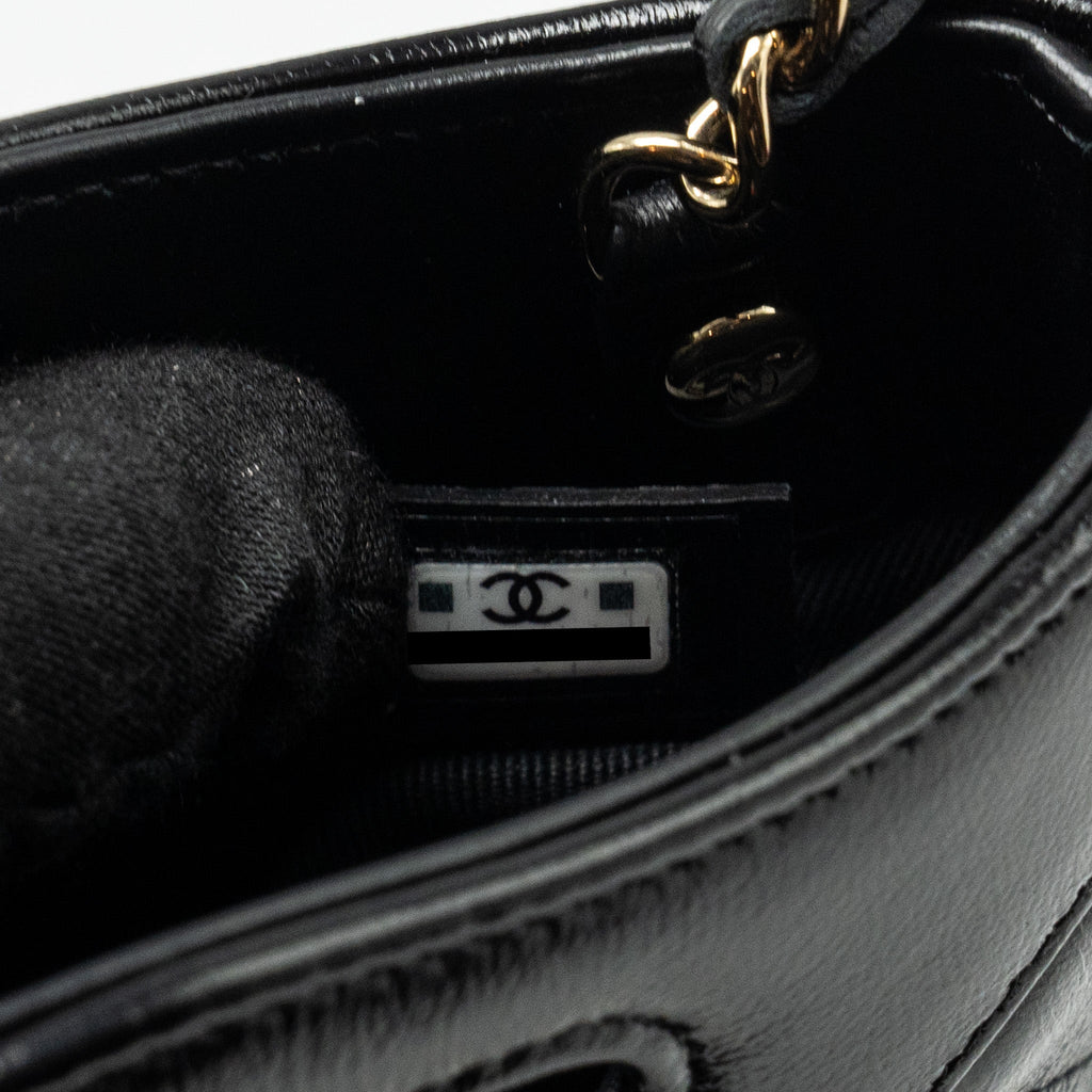 CHANEL 24S MINI 31 CLUTCH WITH CHAIN SHINY LAMBSKIN BLACK LGHW (MICROCHIP)
