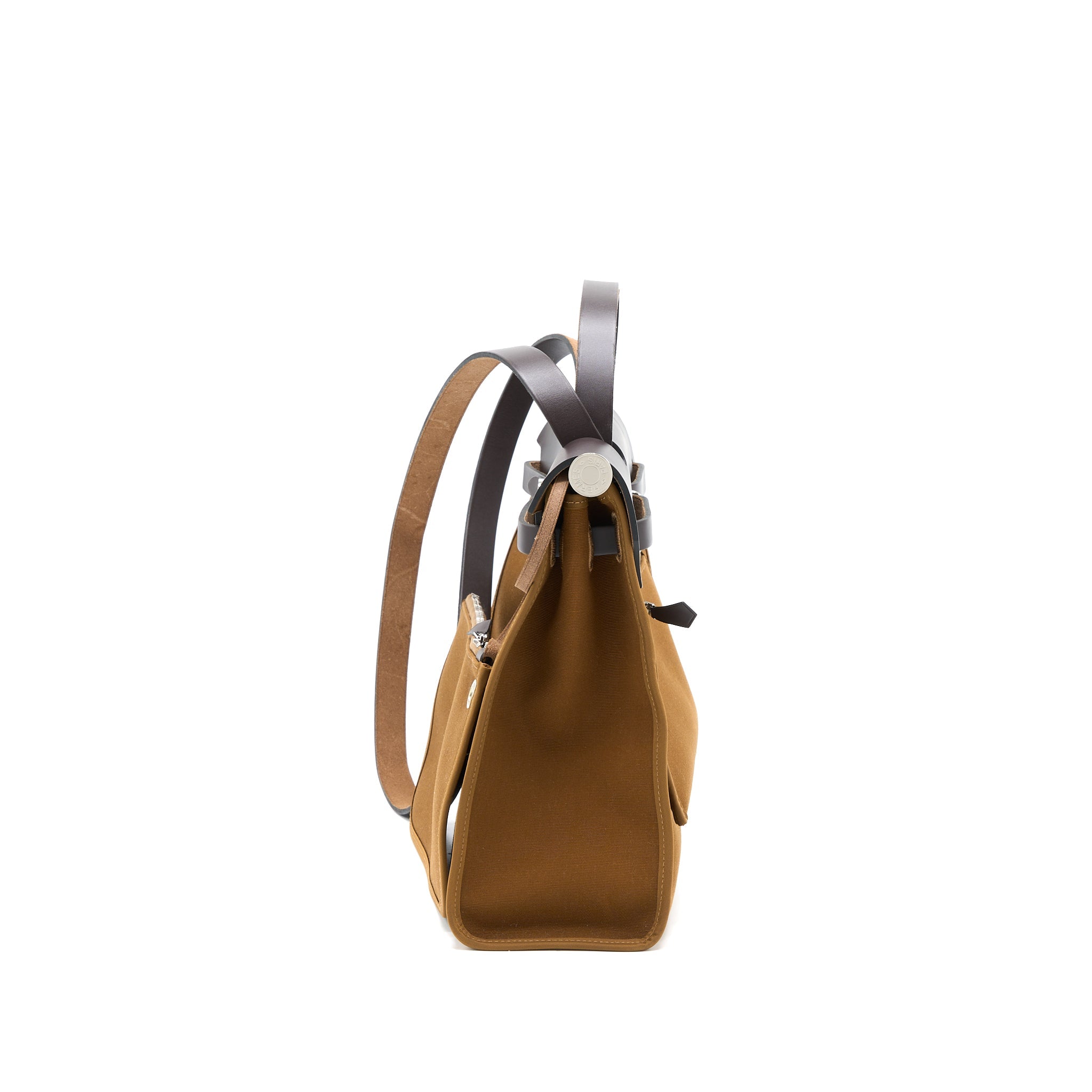 HERMES HERBAG 31 ZIP BAG CANVAS/HUNTER ALEZAN/EBENE SHW