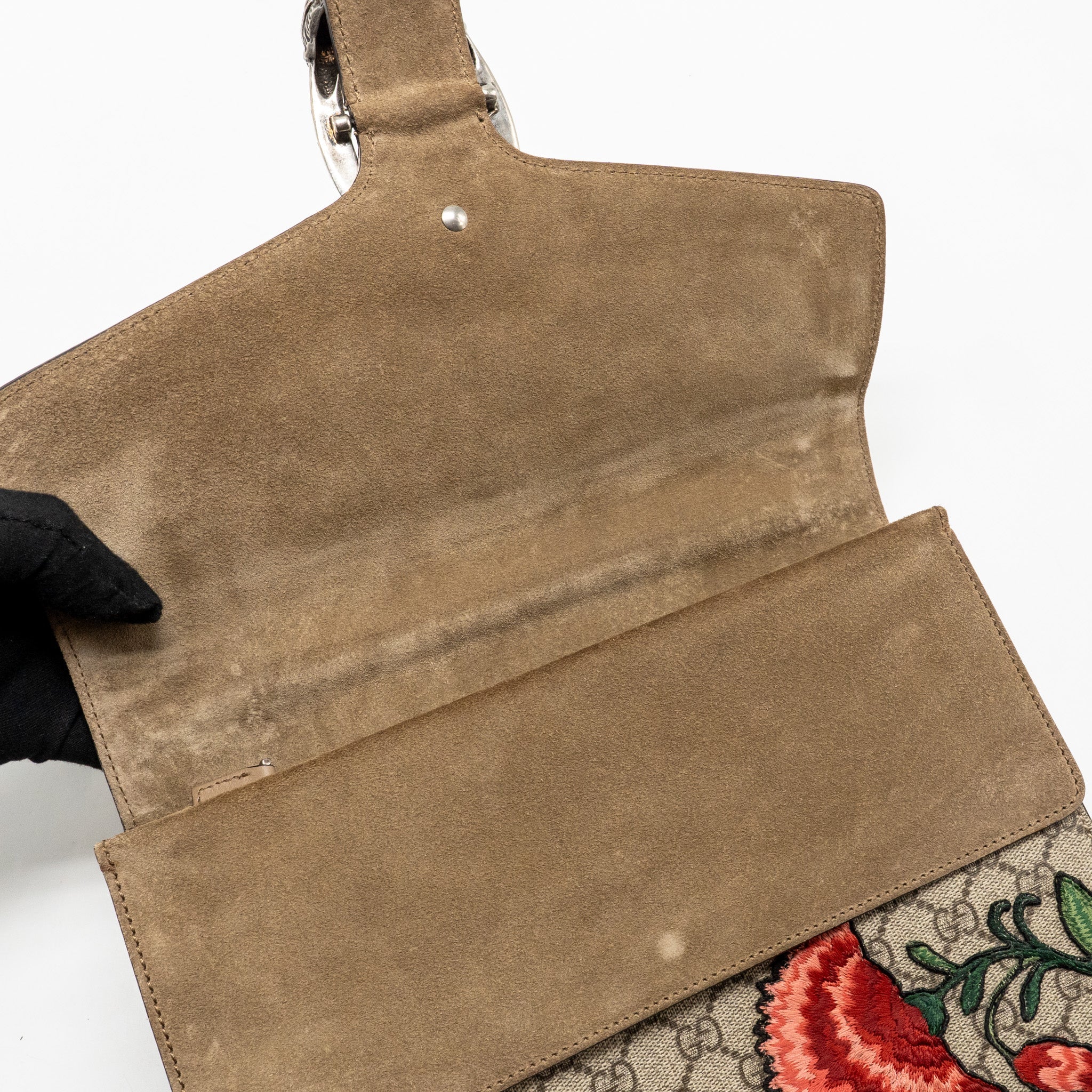GUCCI MEDIUM EMBROIDERED DIONYSUS SHOULDER BAG GG SUPREME CANVAS/SUEDE LEATHER MULTICOLOUR SHW