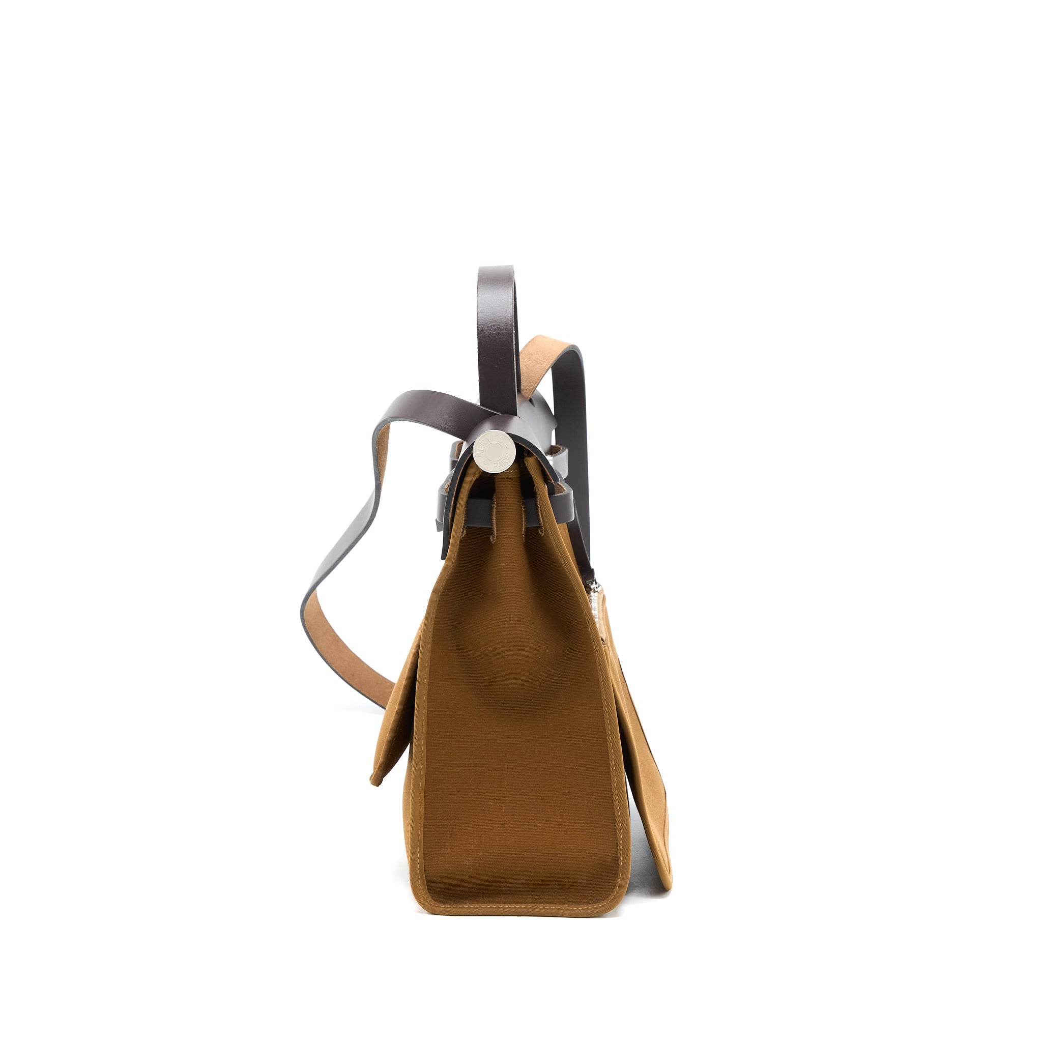 HERMES HERBAG 31 ZIP BAG CANVAS/HUNTER ALEZAN/EBENE SHW