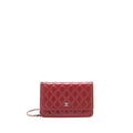 CHANEL CLASSIC WALLET ON CHAIN LAMBSKIN DARK RED SHW
