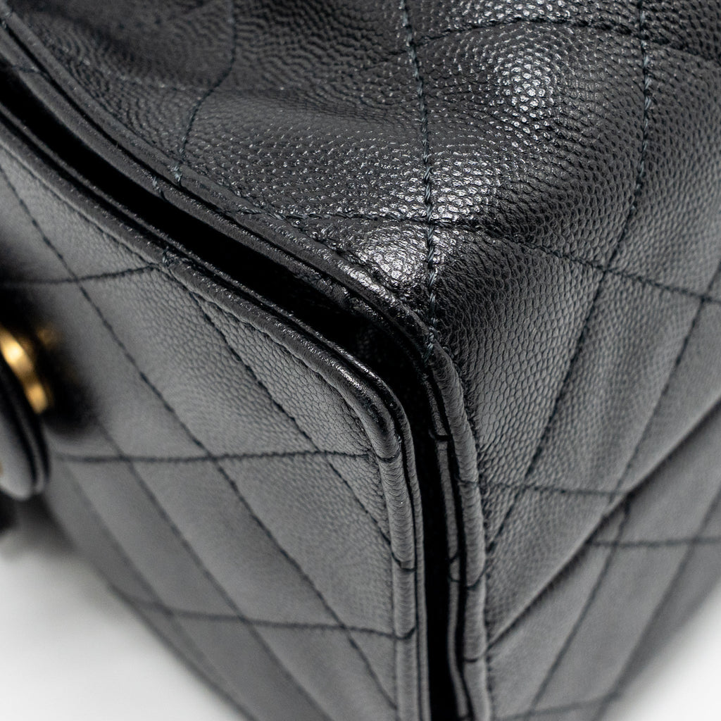 CHANEL SMALL 25 BAG CAVIAR BLACK GHW (MICROCHIP)