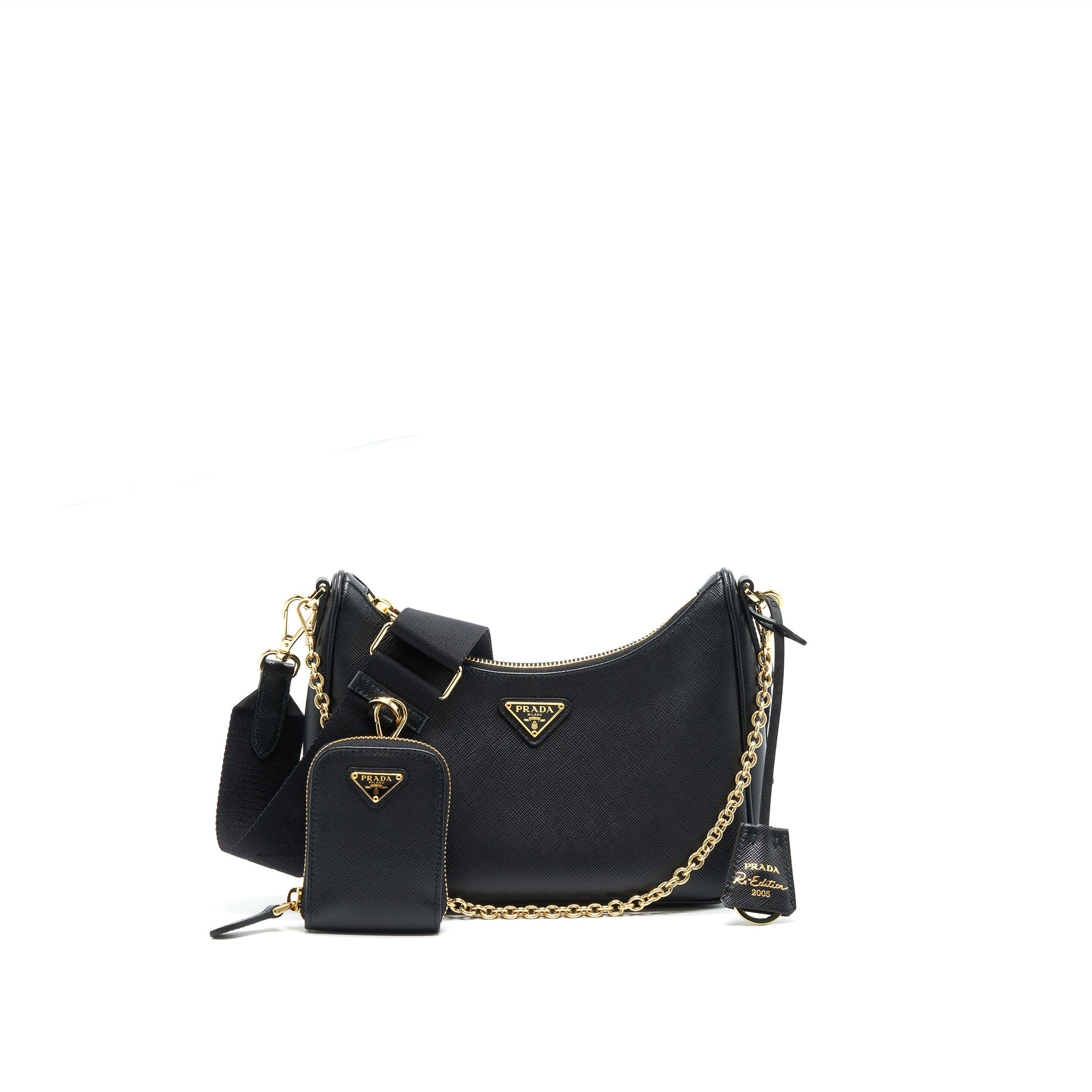 PRADA RE-EDITION SAFFIANO LEATHER IN BLACK