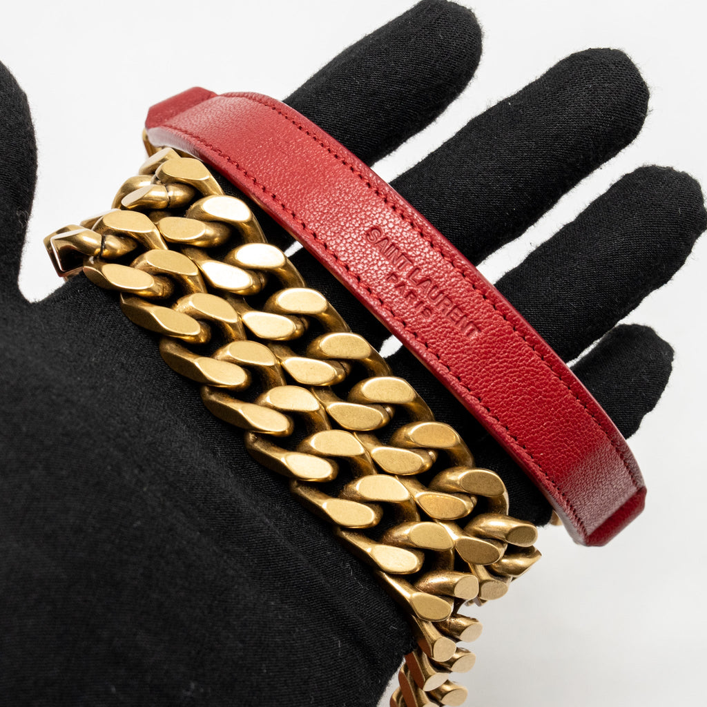 SAINT LAURENT/YSL MEDIUM ENVELOPE BAG LEATHER RED GHW