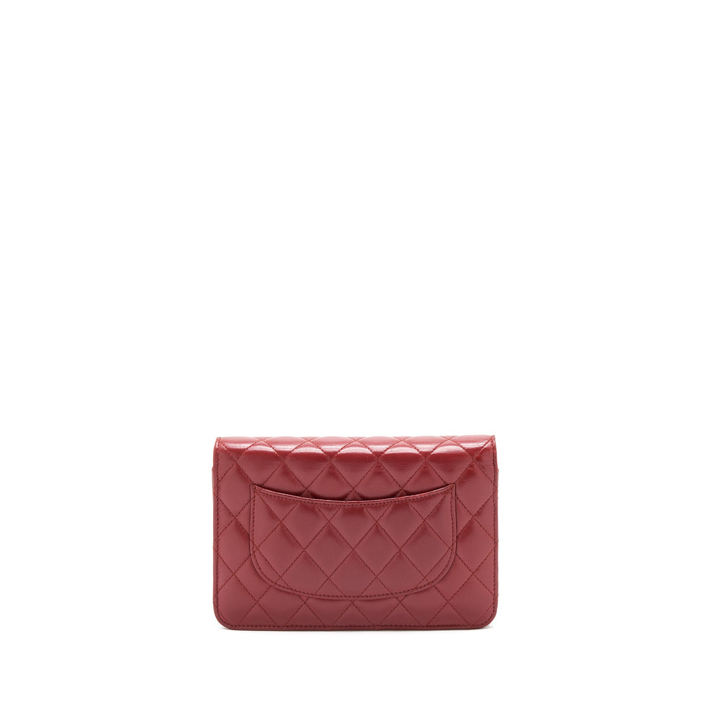 CHANEL CLASSIC WALLET ON CHAIN LAMBSKIN DARK RED SHW