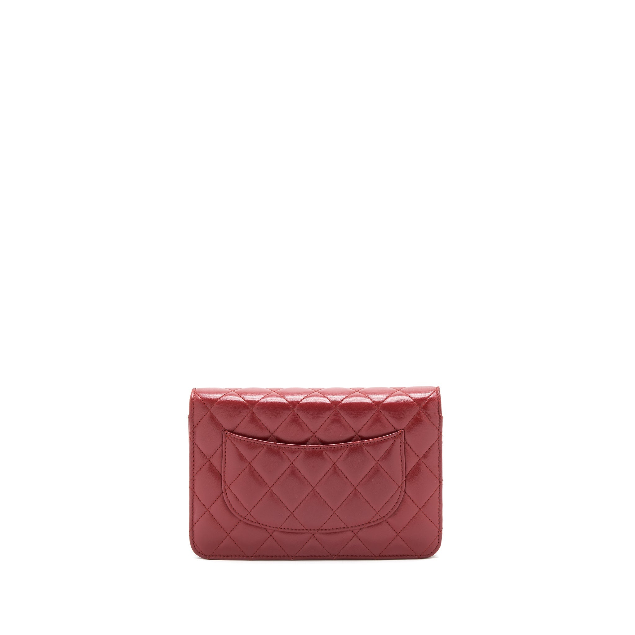 CHANEL CLASSIC WALLET ON CHAIN LAMBSKIN DARK RED SHW