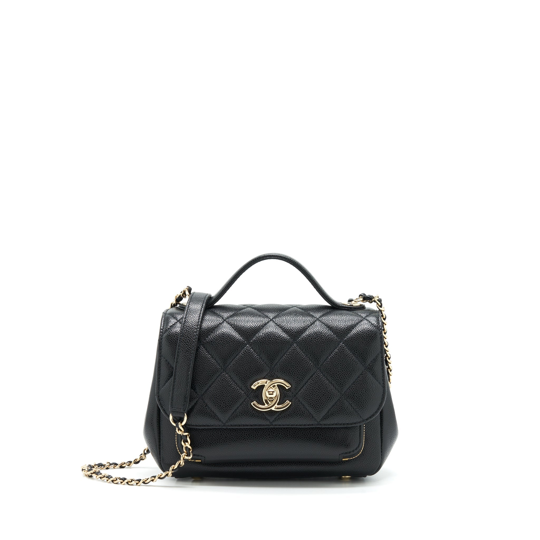 CHANEL SMALL BUSINESS AFFINITY CAVIAR BLACK LGHW