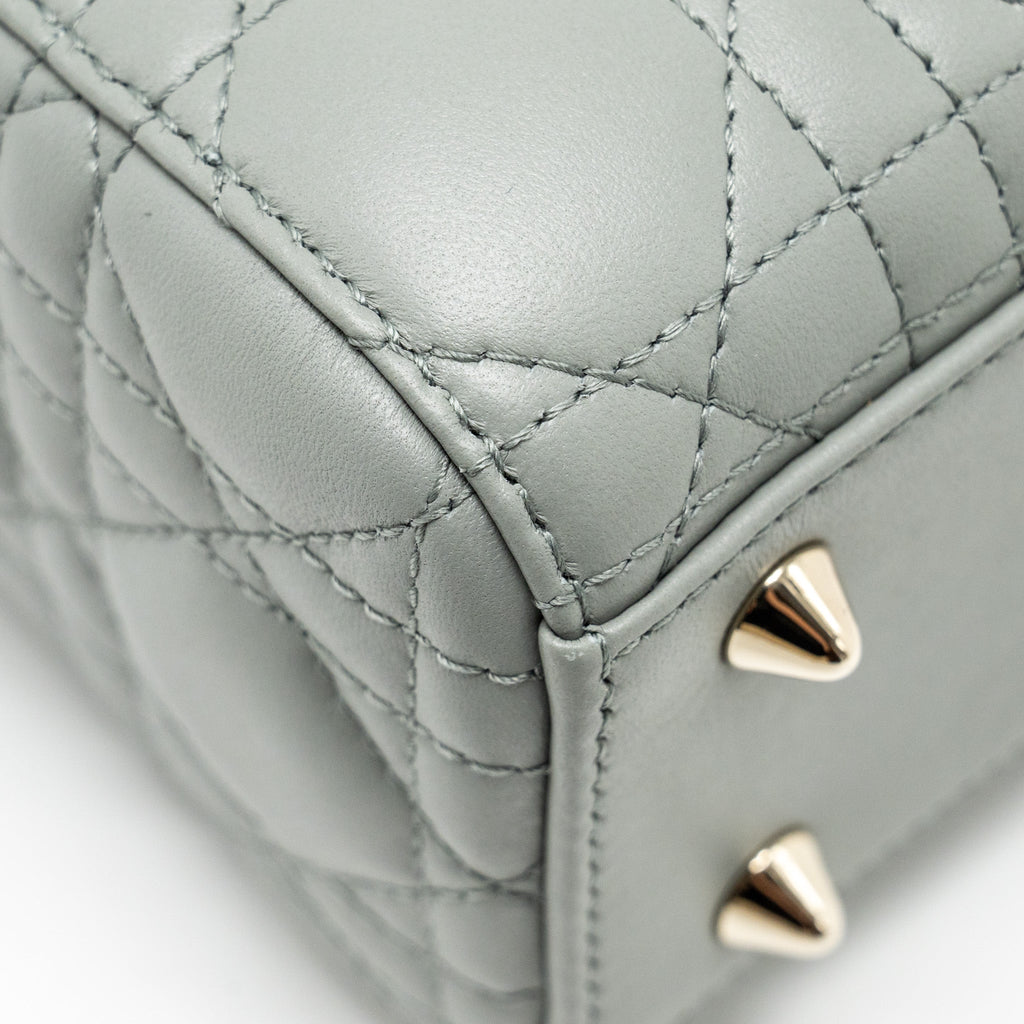 DIOR MY ABC DIOR SMALL LADY DIOR LAMBSKIN STONE GREY LGHW
