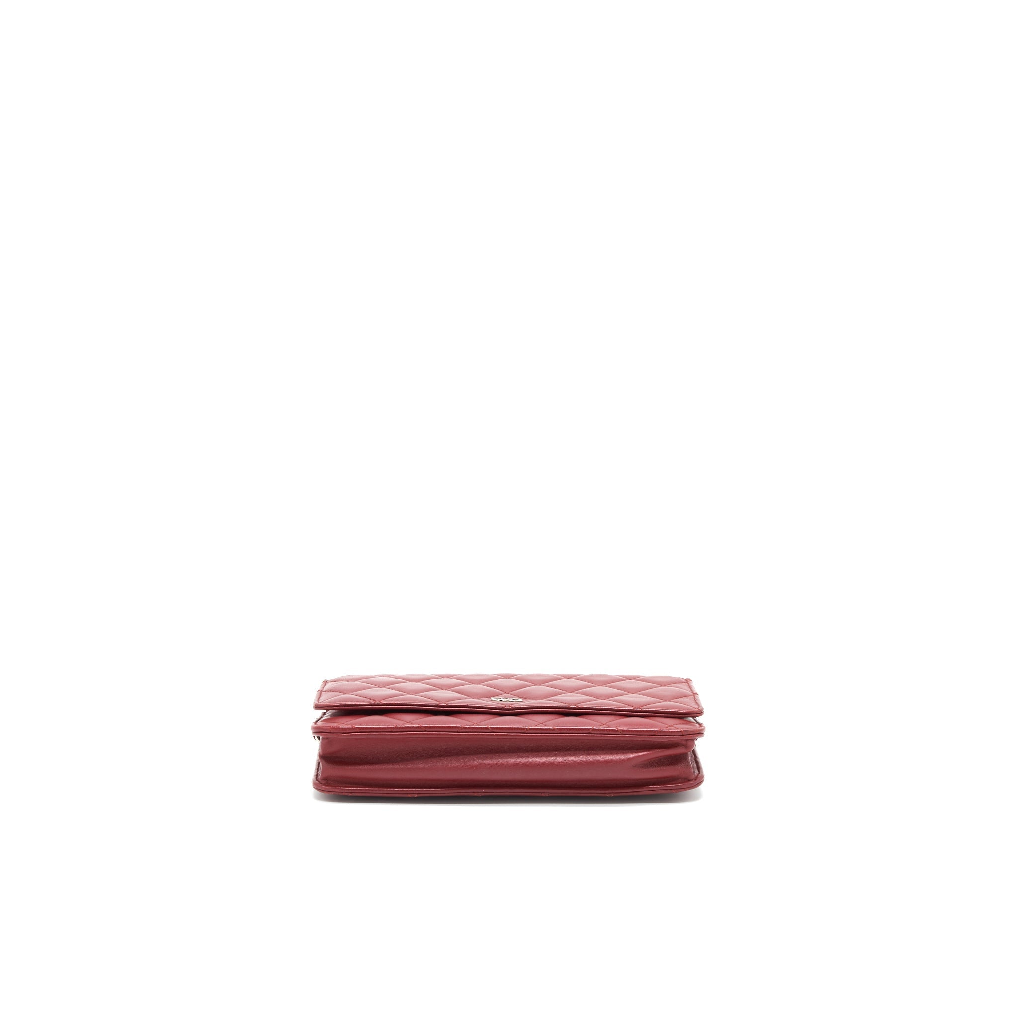 CHANEL CLASSIC WALLET ON CHAIN LAMBSKIN DARK RED SHW