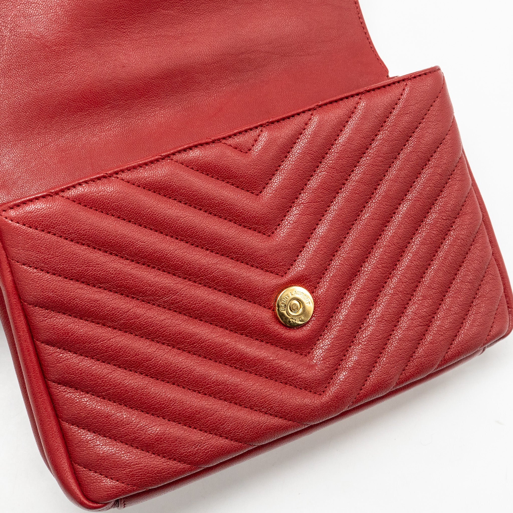 SAINT LAURENT/YSL MEDIUM ENVELOPE BAG LEATHER RED GHW