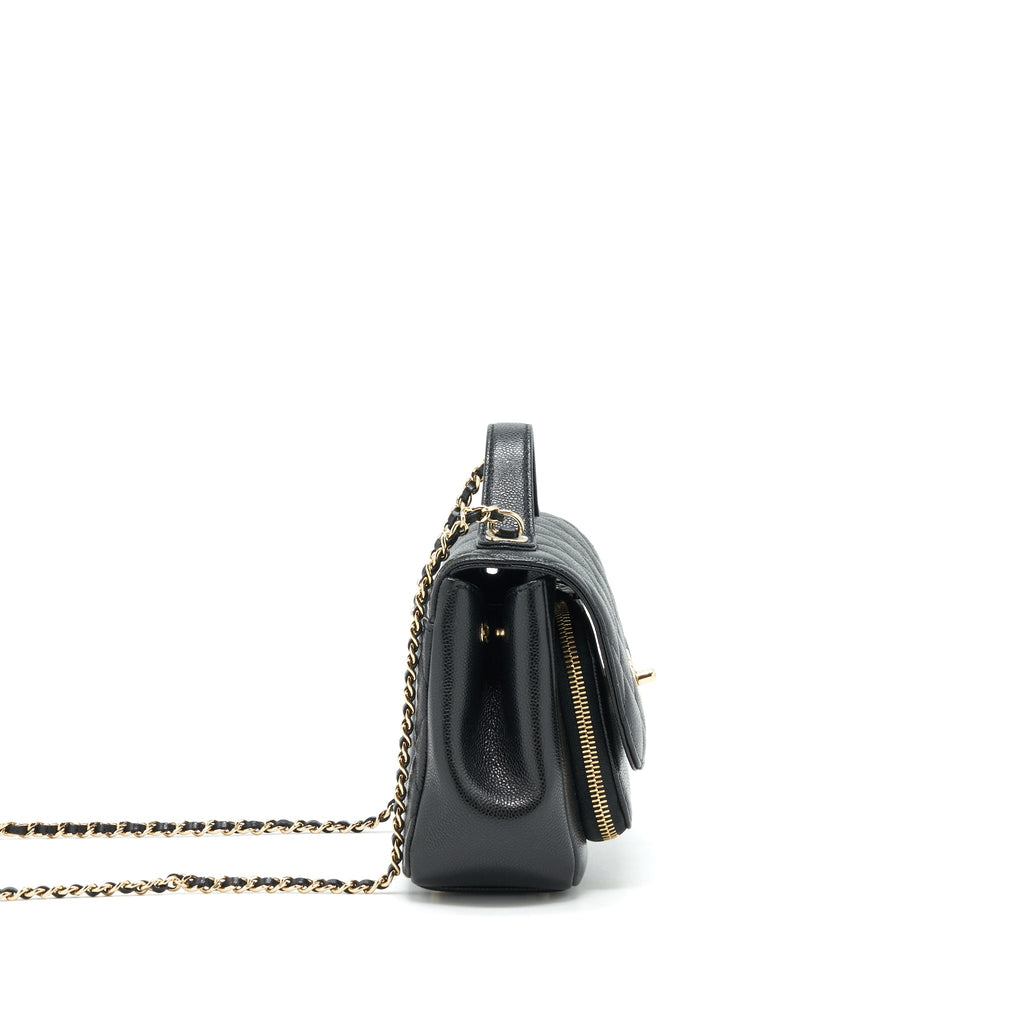 CHANEL SMALL BUSINESS AFFINITY CAVIAR BLACK LGHW