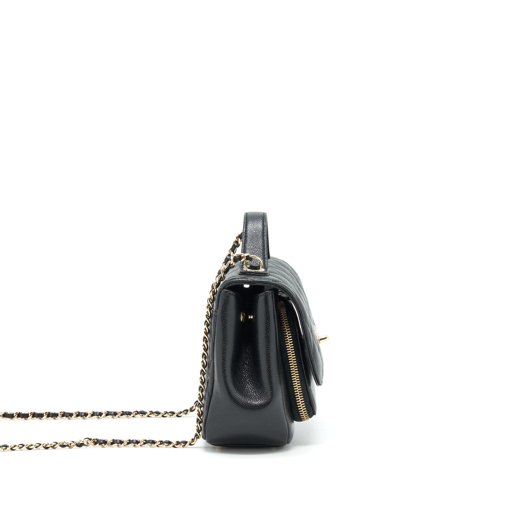 CHANEL SMALL BUSINESS AFFINITY CAVIAR BLACK LGHW
