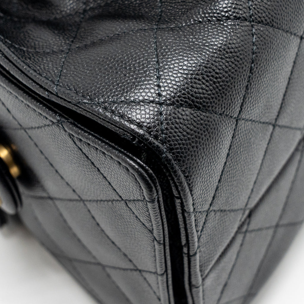 CHANEL SMALL 25 BAG CAVIAR BLACK GHW (MICROCHIP)