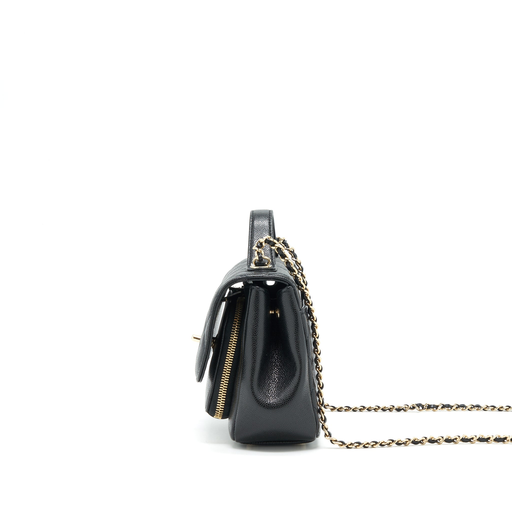 CHANEL SMALL BUSINESS AFFINITY CAVIAR BLACK LGHW
