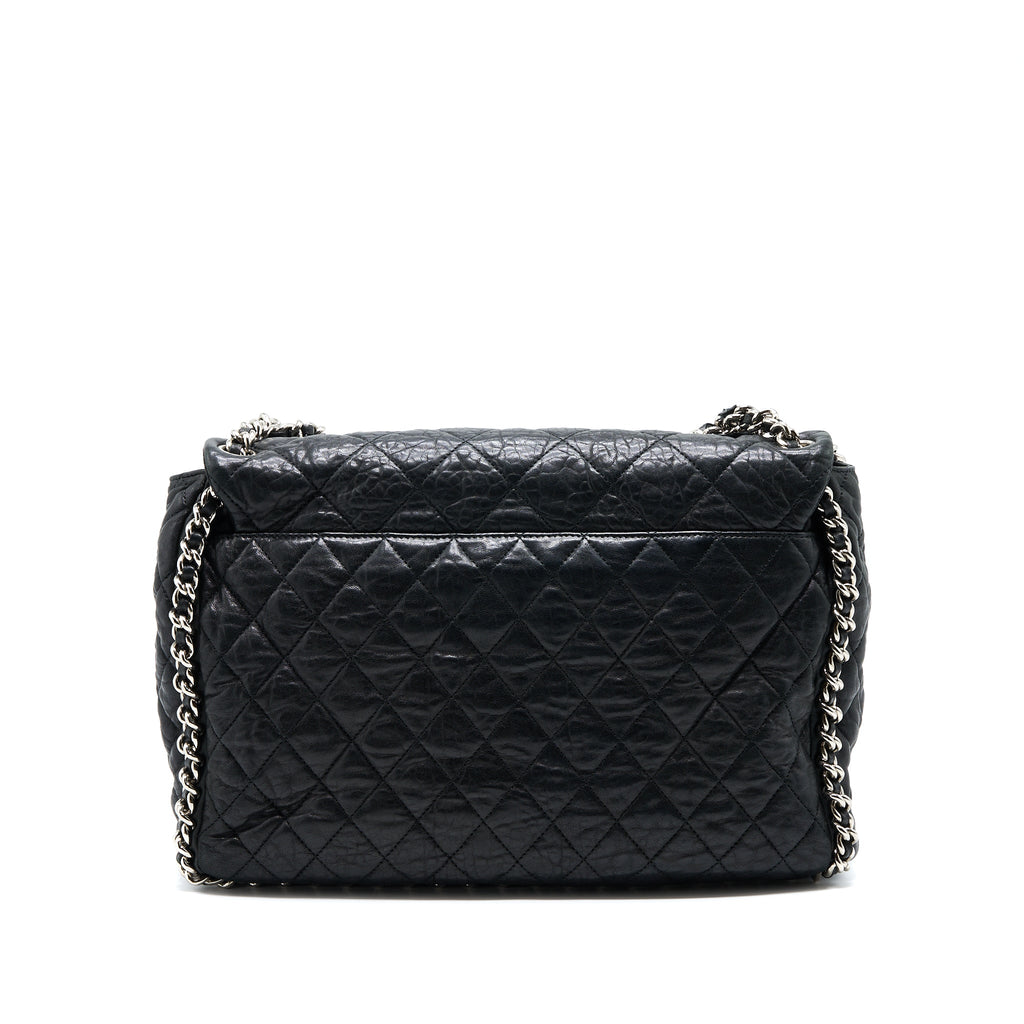 CHANEL QUILTED CHAIN AROUND MAXI FLAP BAG LAMBSKIN BLACK SHW