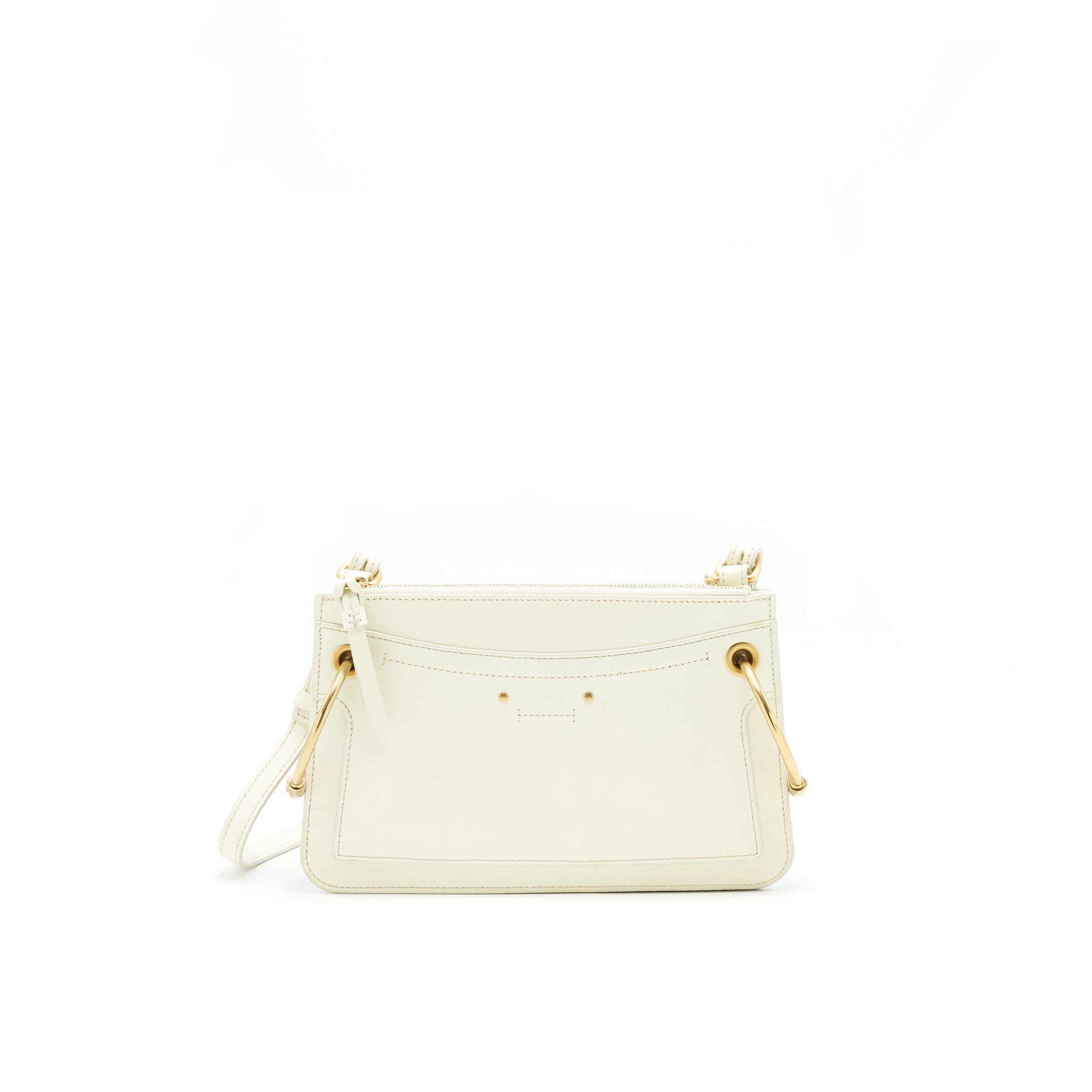 CHLOE DOUBLE ZIP CROSSBODY BAG WHITE GHW