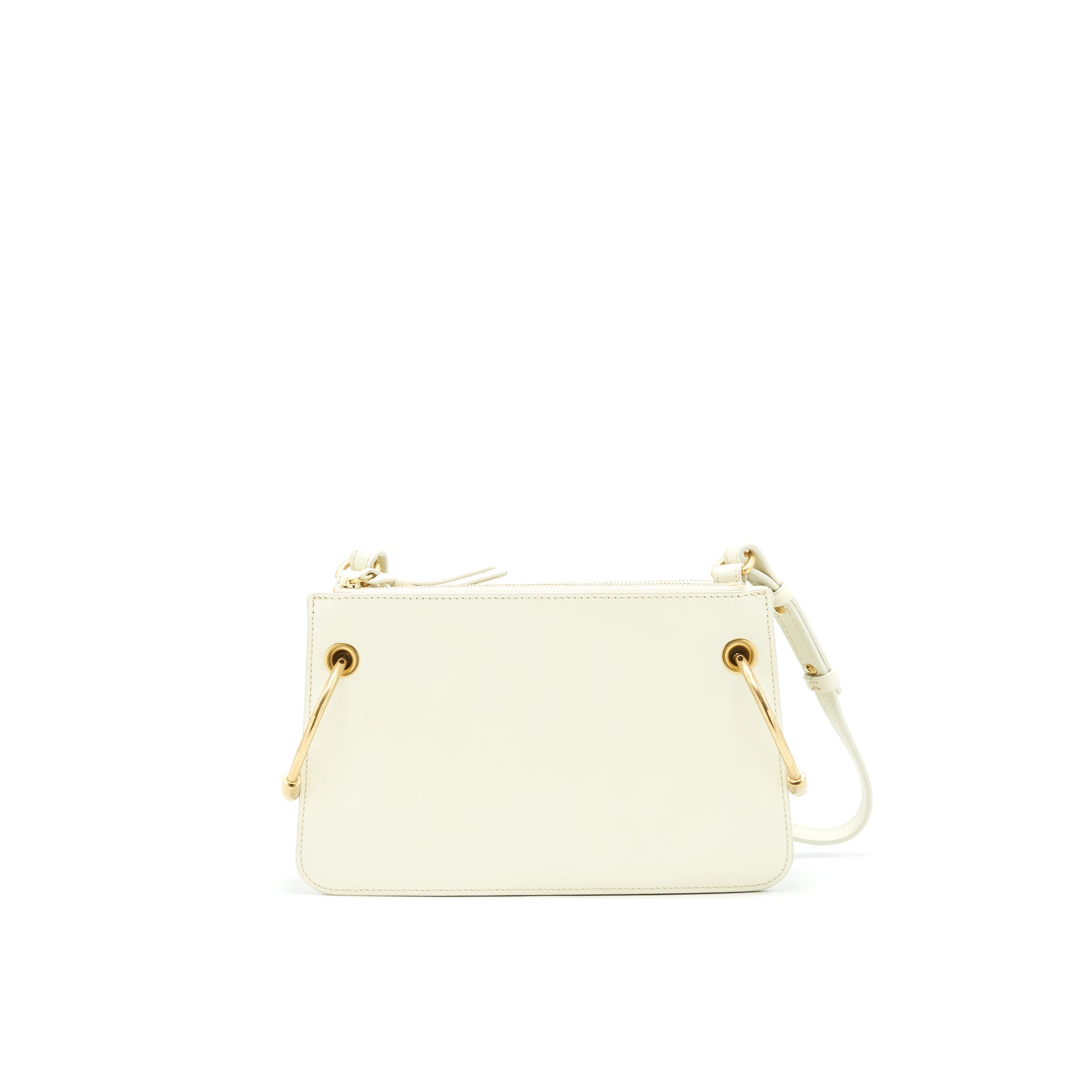 CHLOE DOUBLE ZIP CROSSBODY BAG WHITE GHW