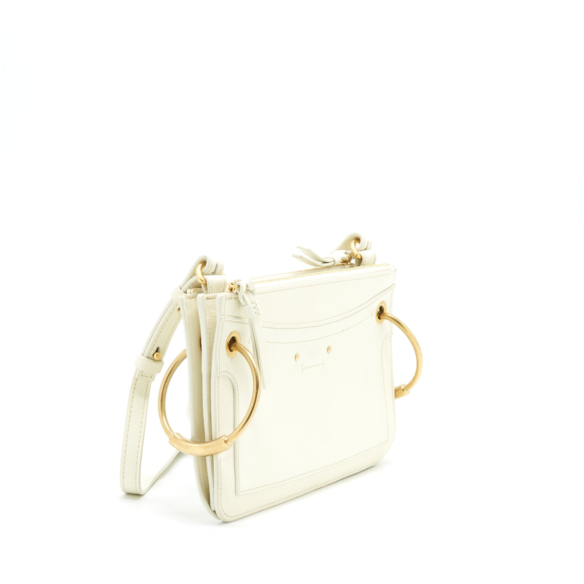 CHLOE DOUBLE ZIP CROSSBODY BAG WHITE GHW