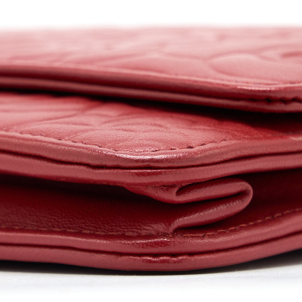 CHANEL CAMELLIA WALLET ON CHAIN LAMBSKIN RED SHW