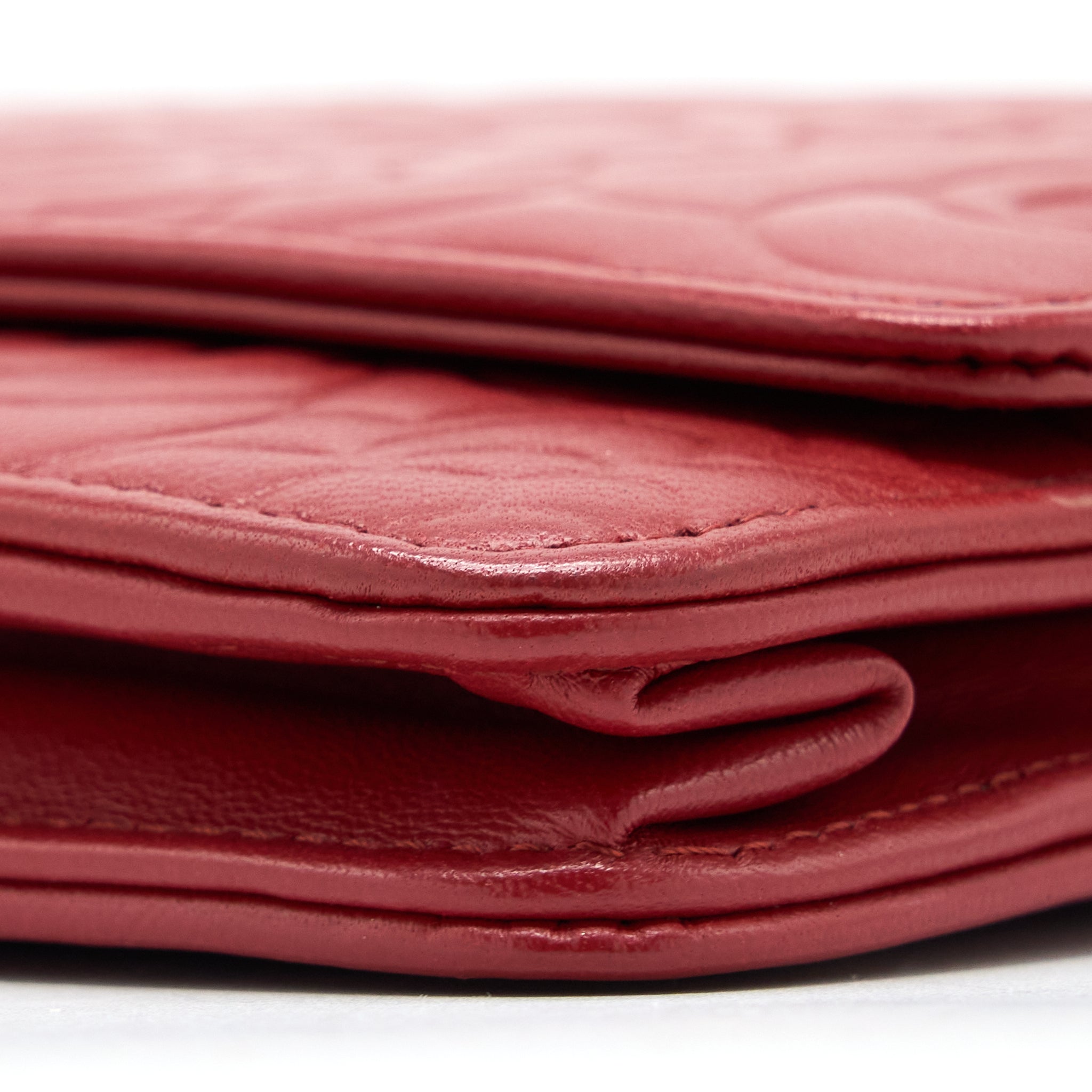CHANEL CAMELLIA WALLET ON CHAIN LAMBSKIN RED SHW