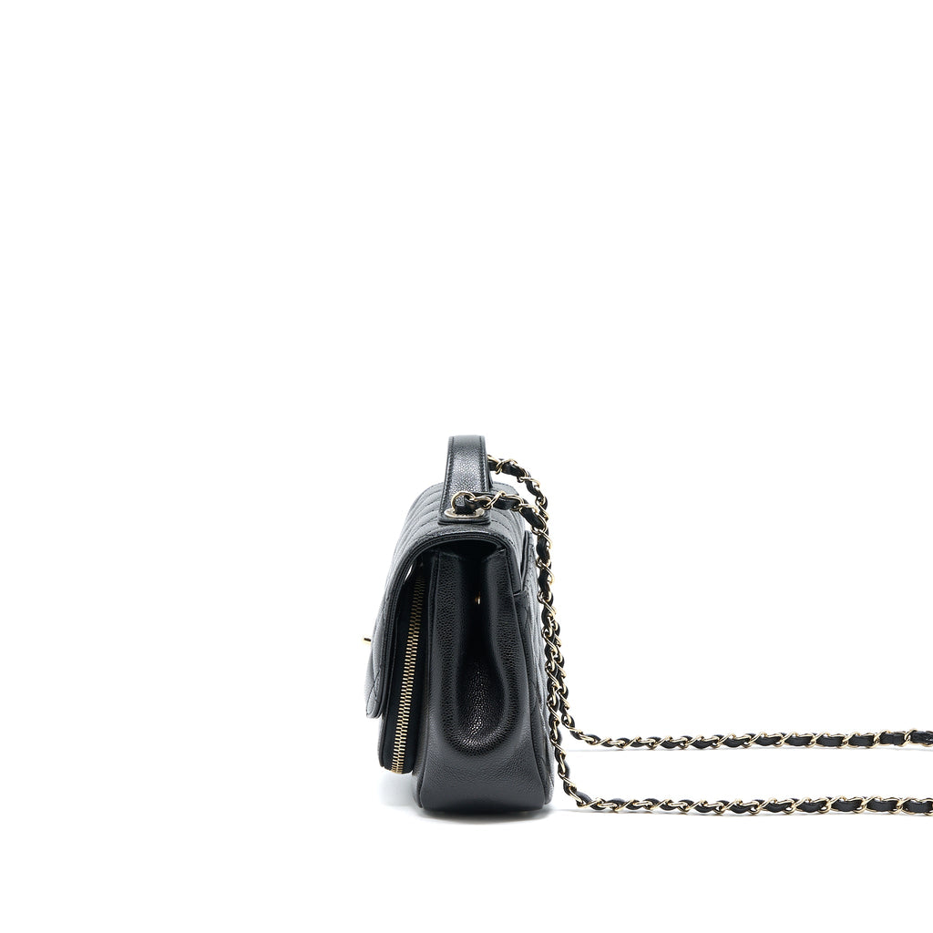 CHANEL MEDIUM BUSINESS AFFINITY CAVIAR BLACK LGHW(MICROCHIP)