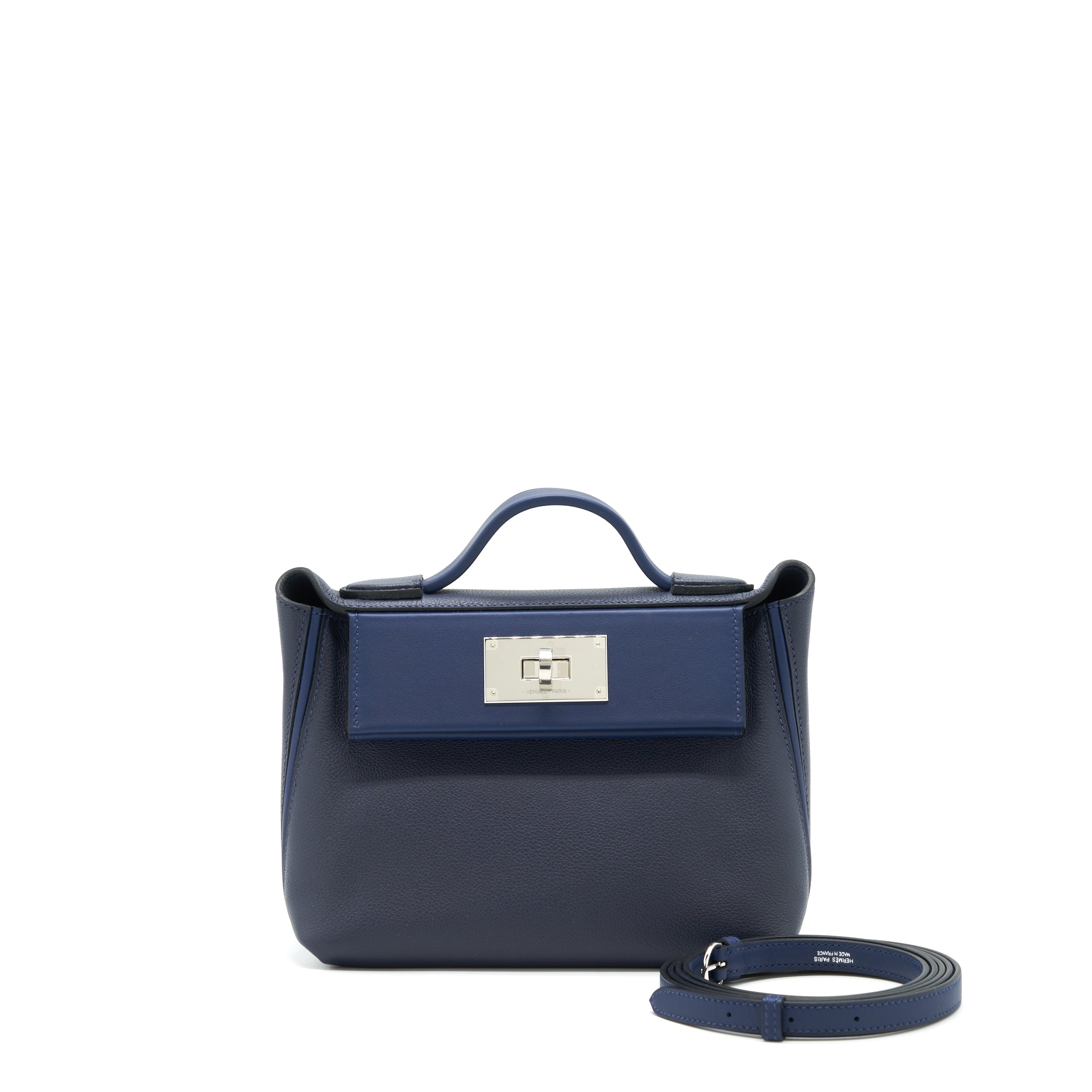 HERMES MINI 24/24 2424-21 BAG SWIFT BLUE NUIT/BLUE NAVY SHW