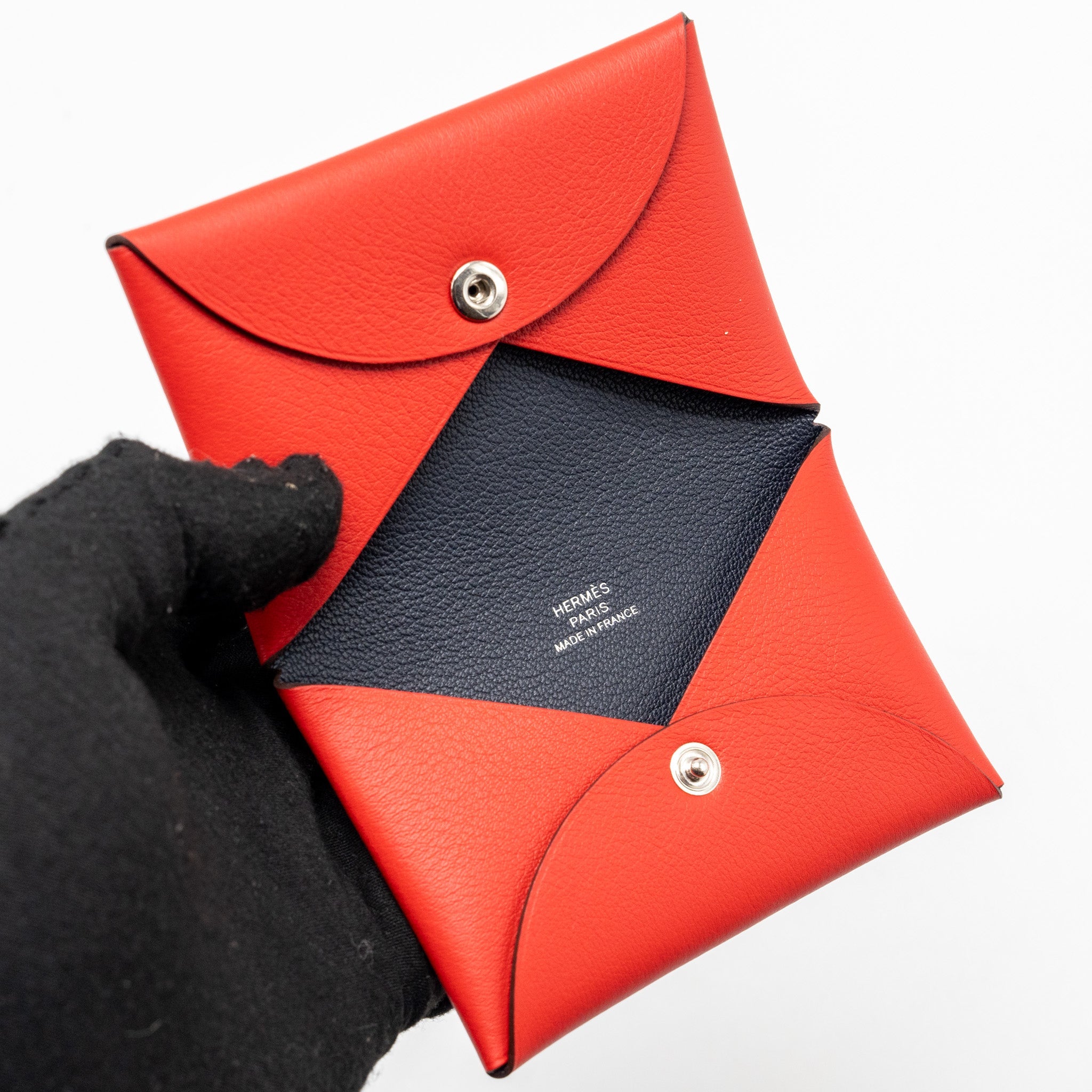 HERMES CALVI CARDHOLDER SWIFT RED/BLUE SHW