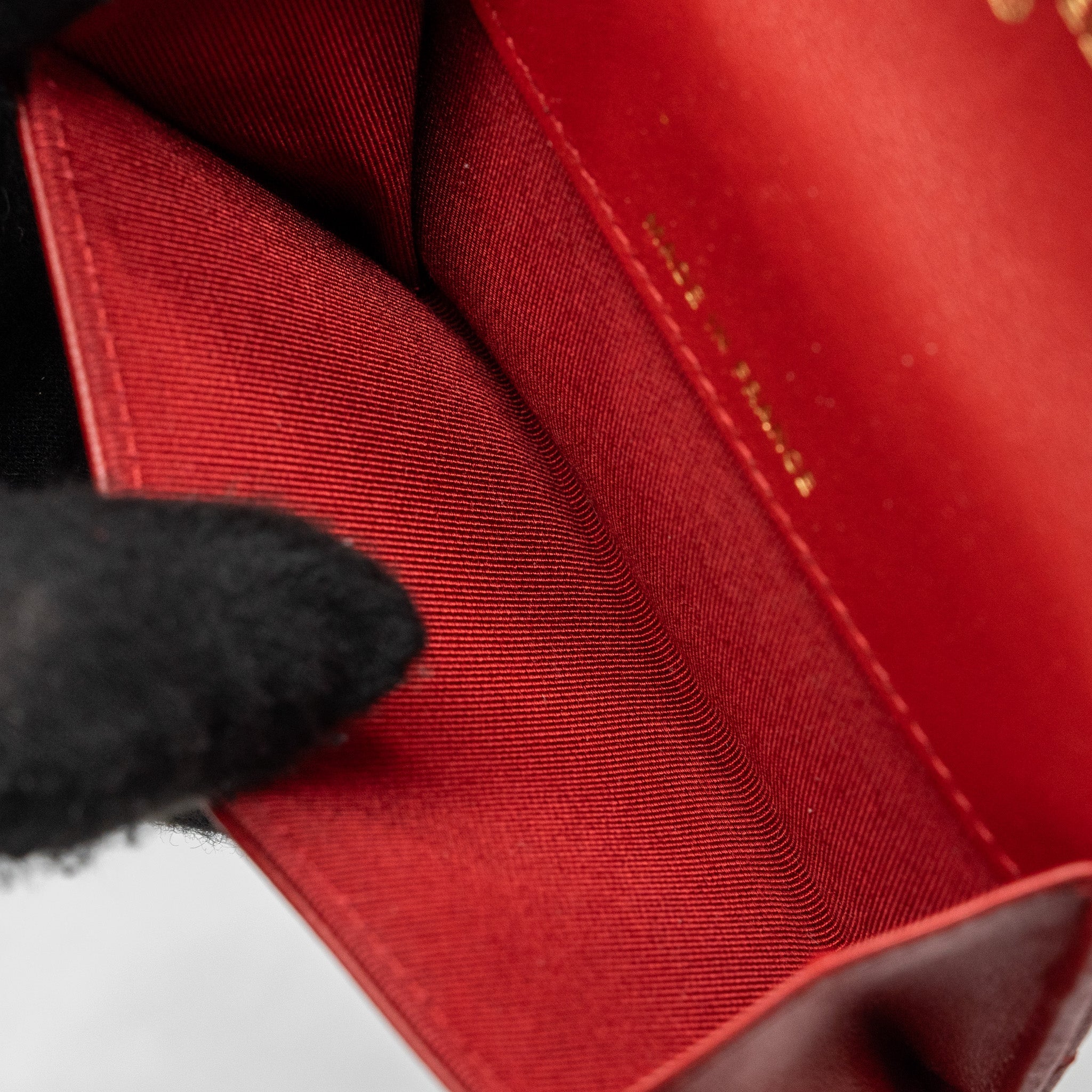 CHANEL FLAP CARD HOLDER LAMBSKIN RED SHW